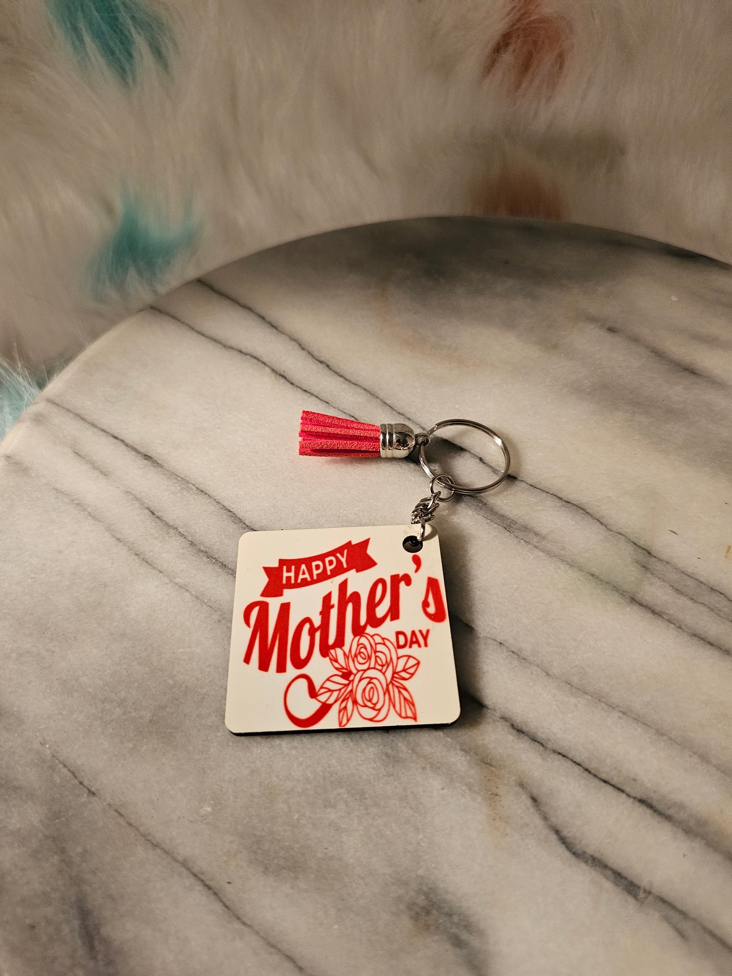 Sublimation square Happy Mother's Day Keychain.