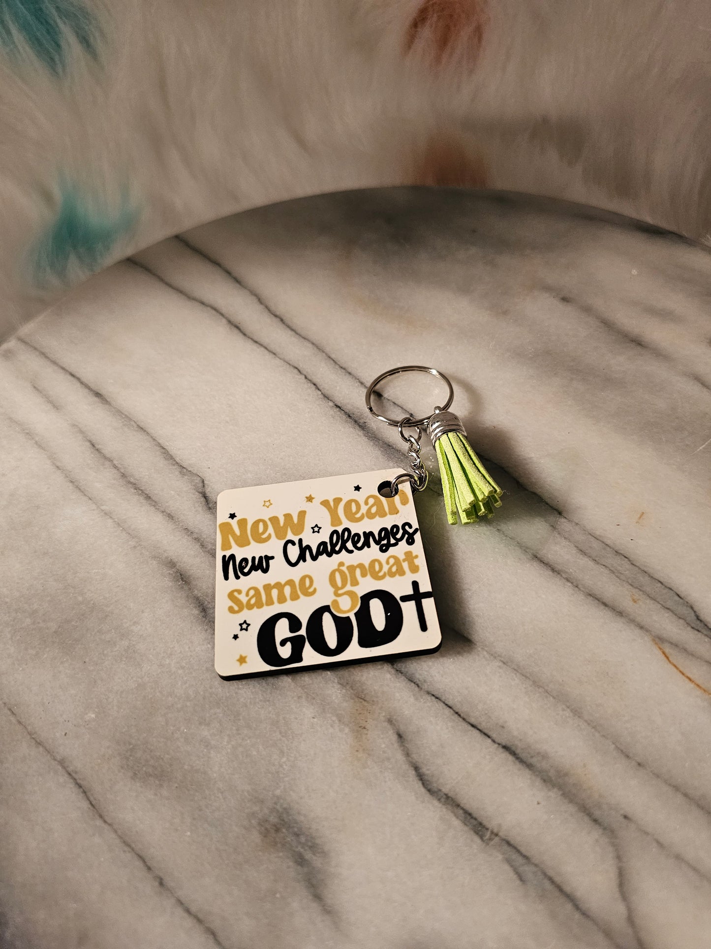 Sublimation square Same great God Keychain.