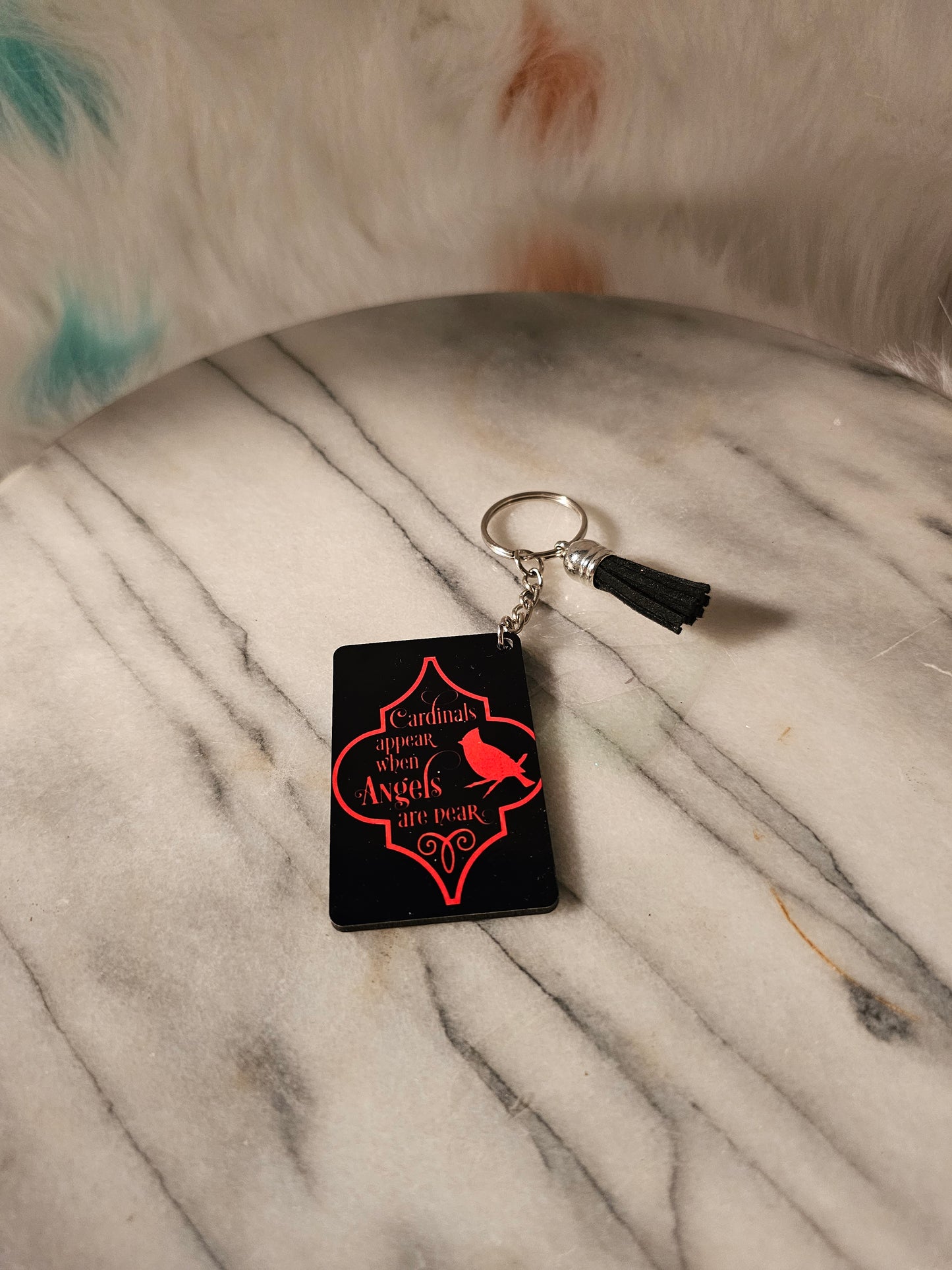 Sublimation square When a cardinal appears Keychain.
