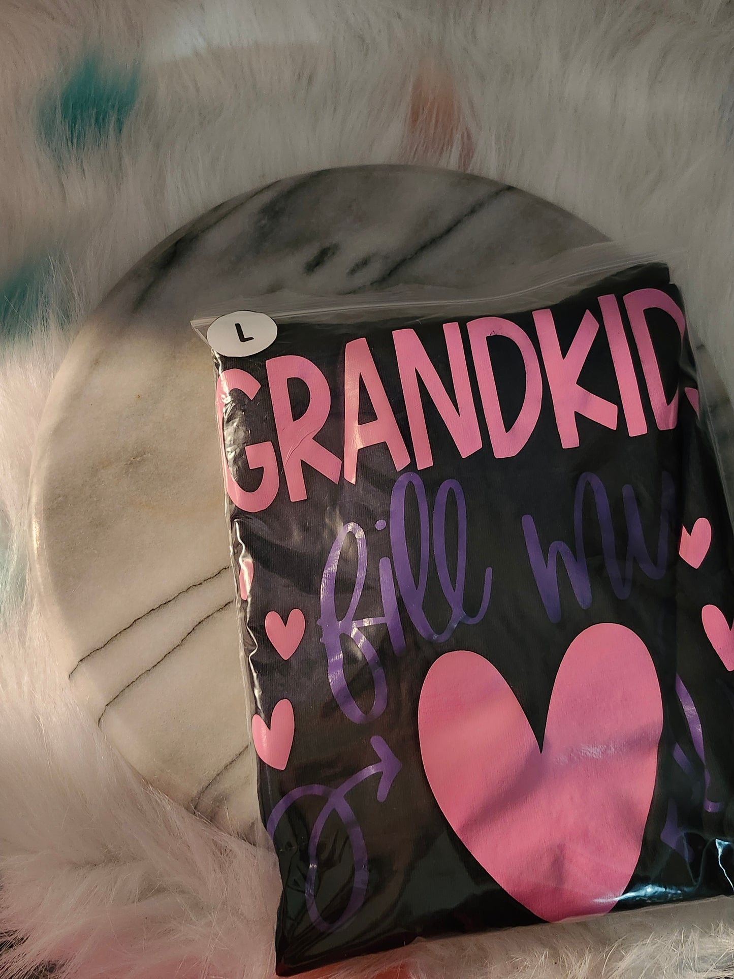 Size L 100%black cotton Grandkids fill my heart tshirt