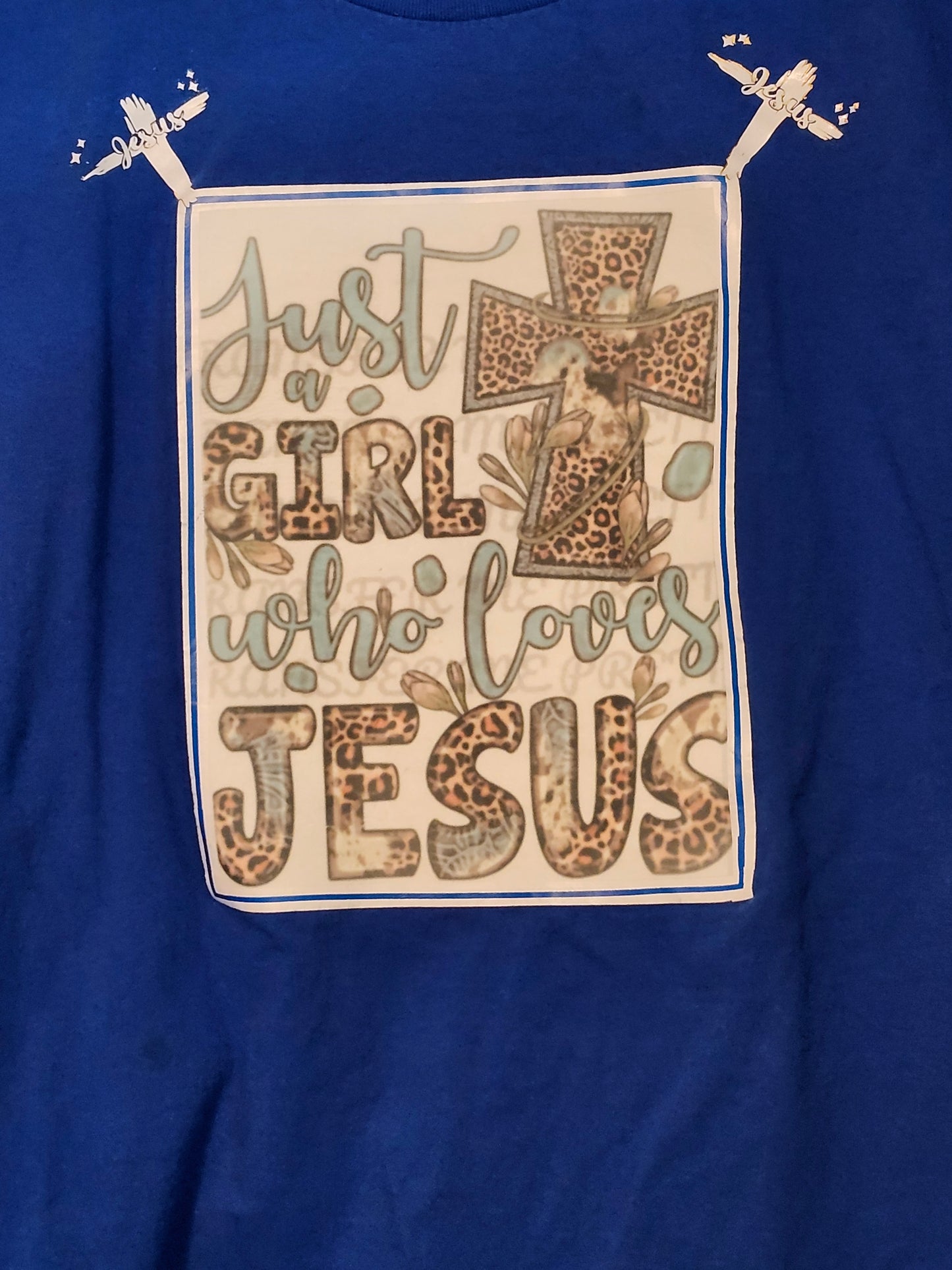 Size 3x 100% cotton Blue Just a girl who loves Jesus Tshirt