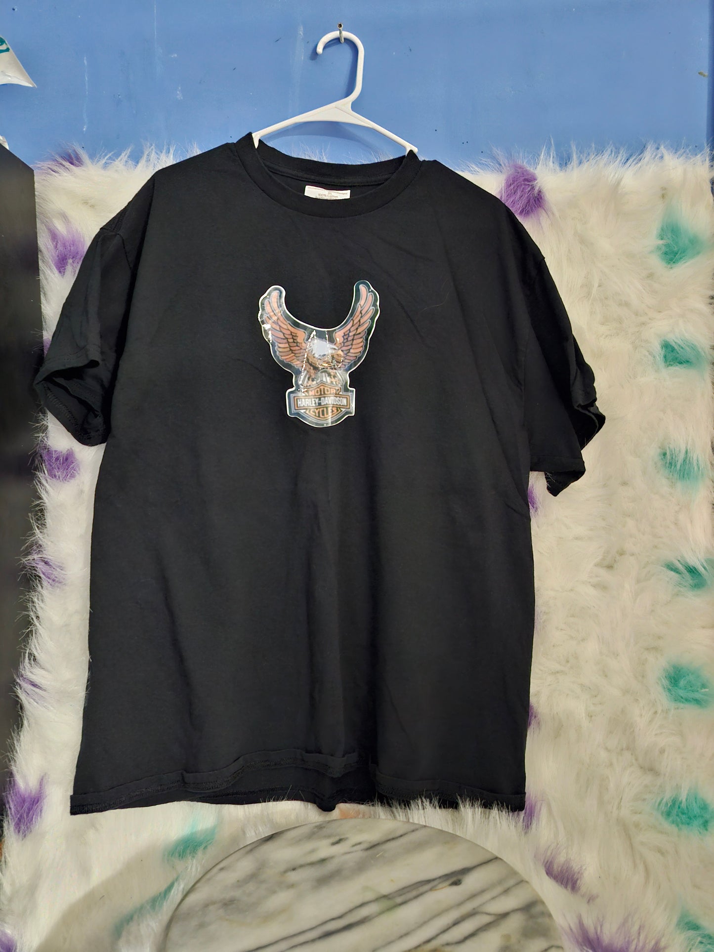 Size XL 100% cotton black Harley Davidson eagle T-Shirt
