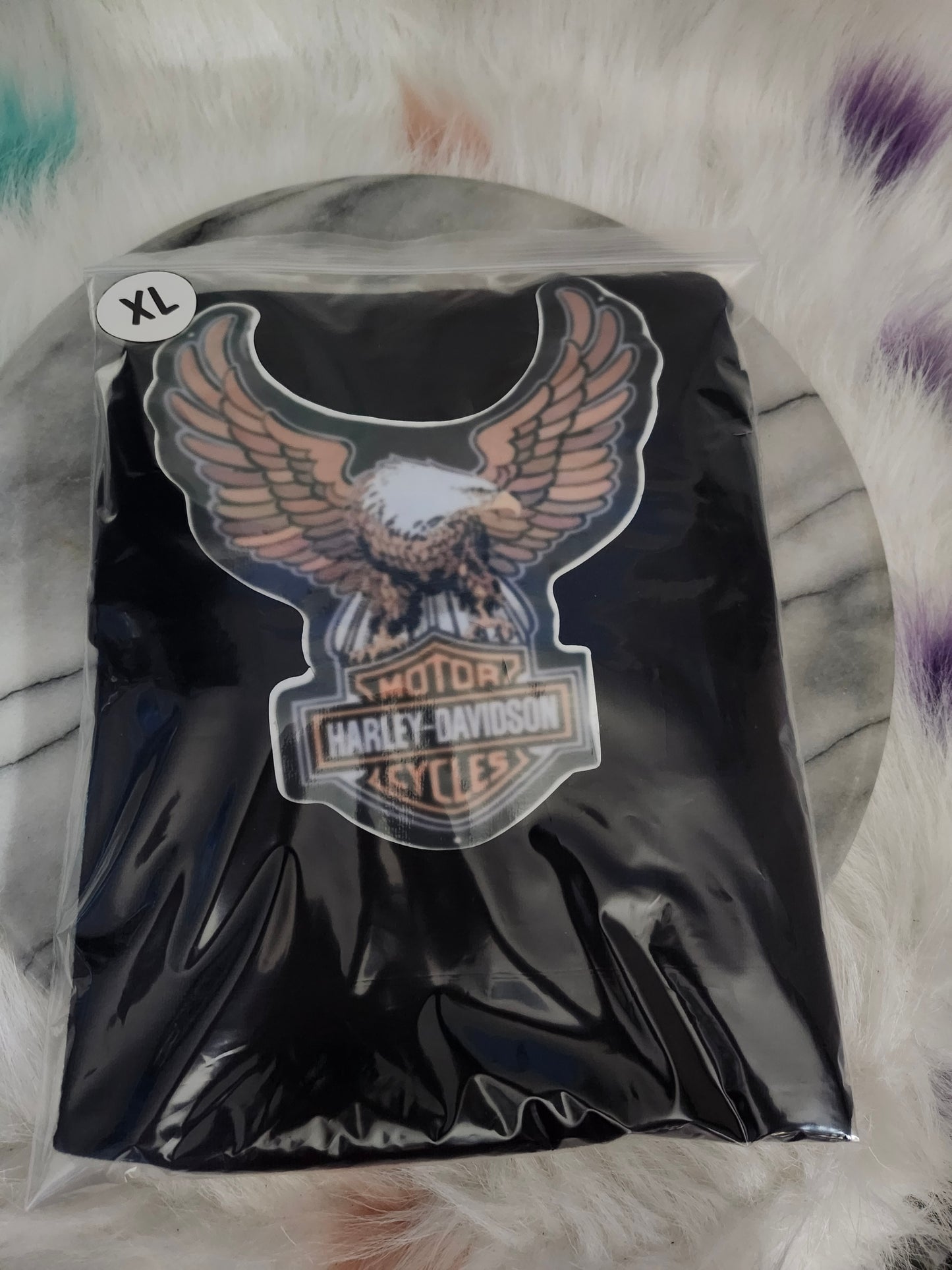 Size XL 100% cotton black Harley Davidson eagle T-Shirt