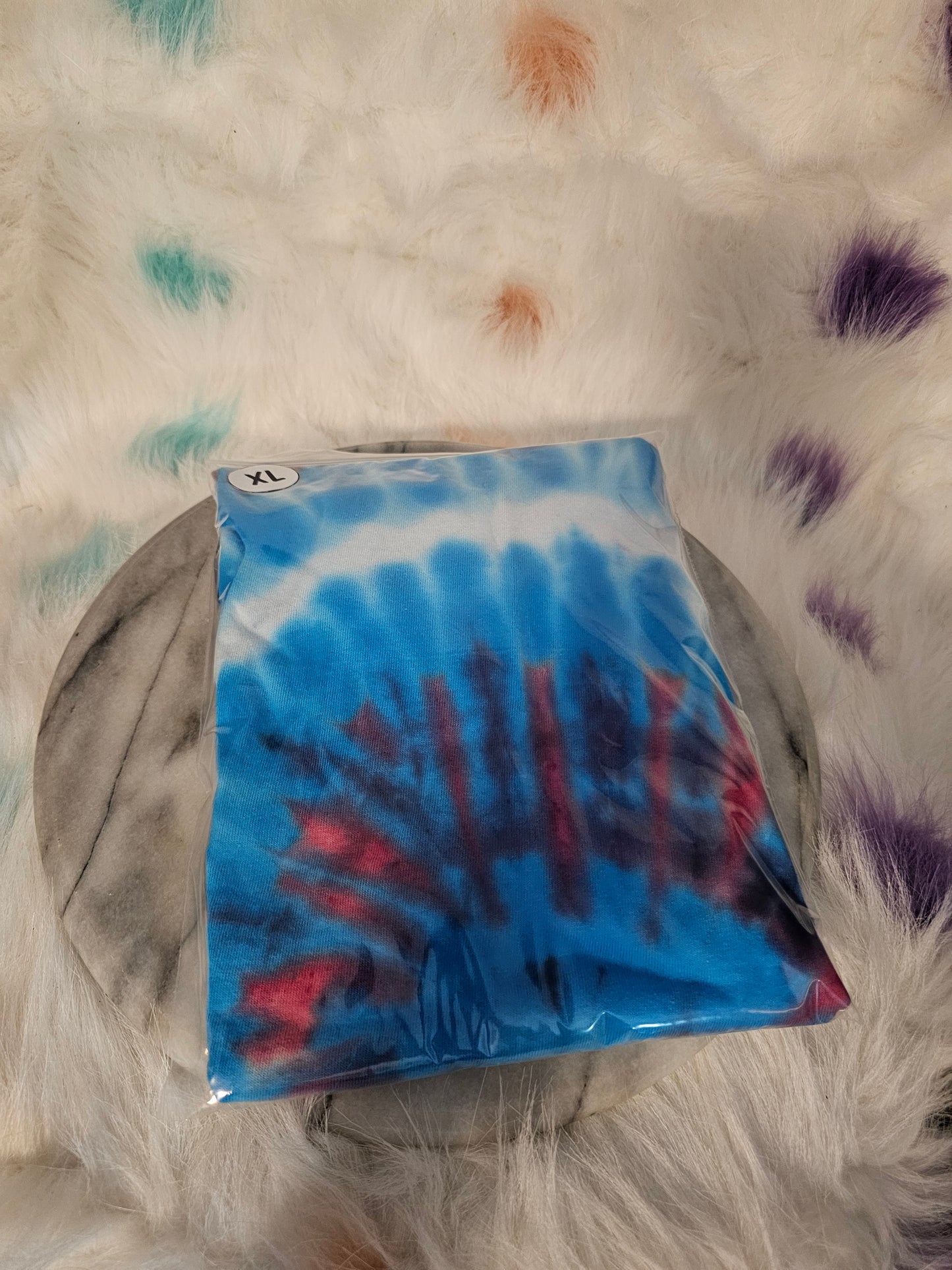 Size XL 100% cotton blue,black and red tie dye Tshirt