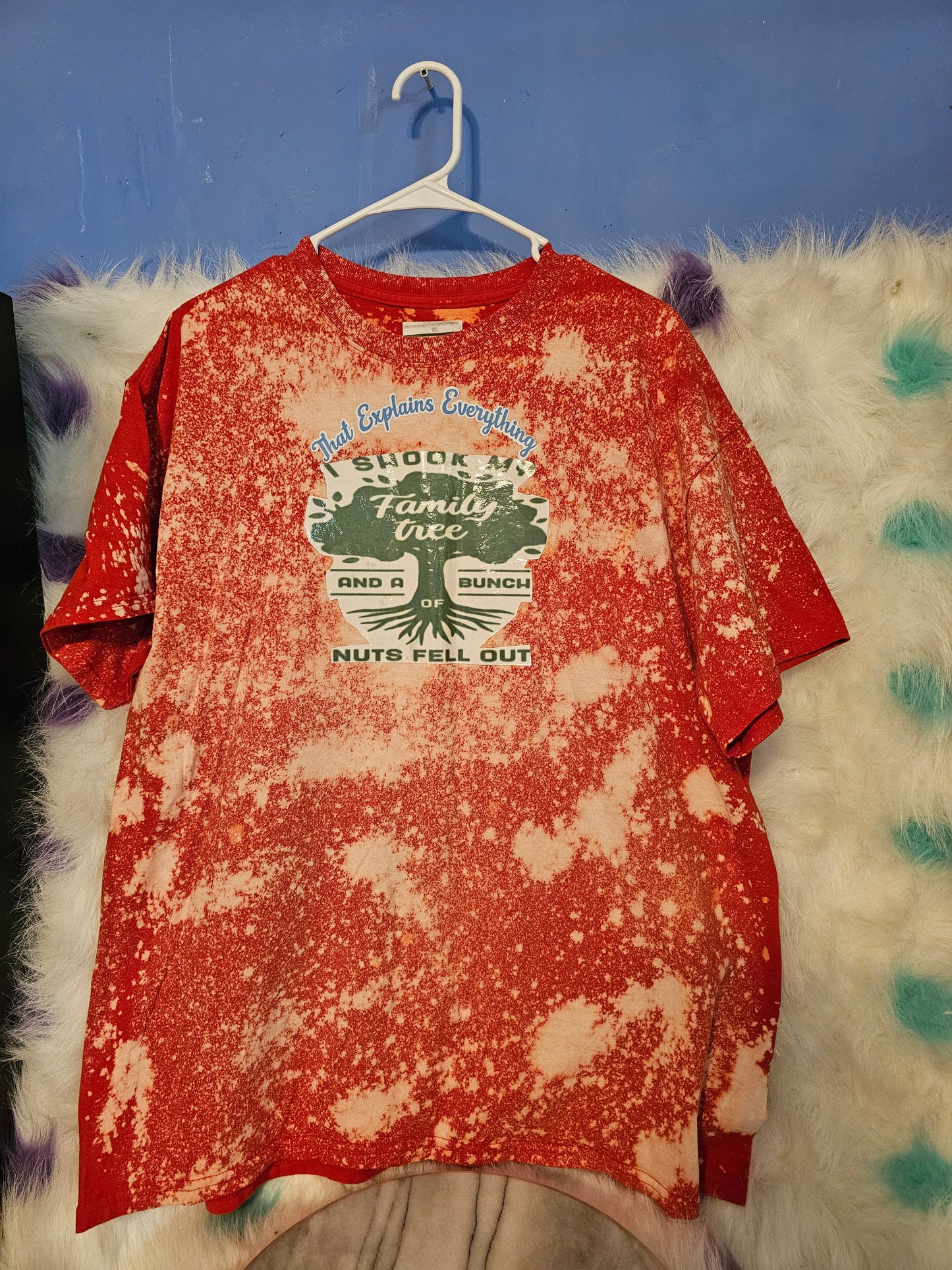 Size XL 100% cotton bleach dye family tree Tshirt