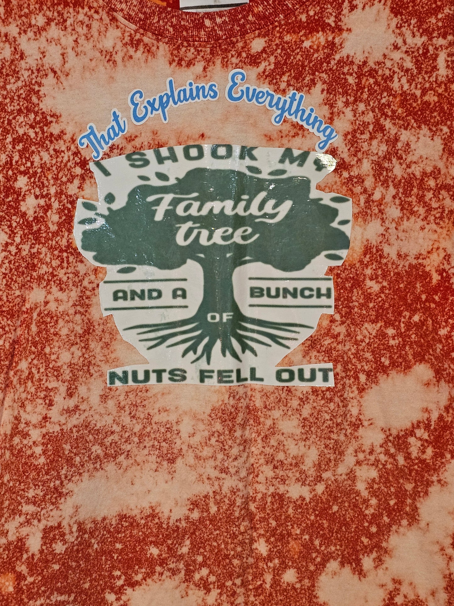 Size XL 100% cotton bleach dye family tree Tshirt