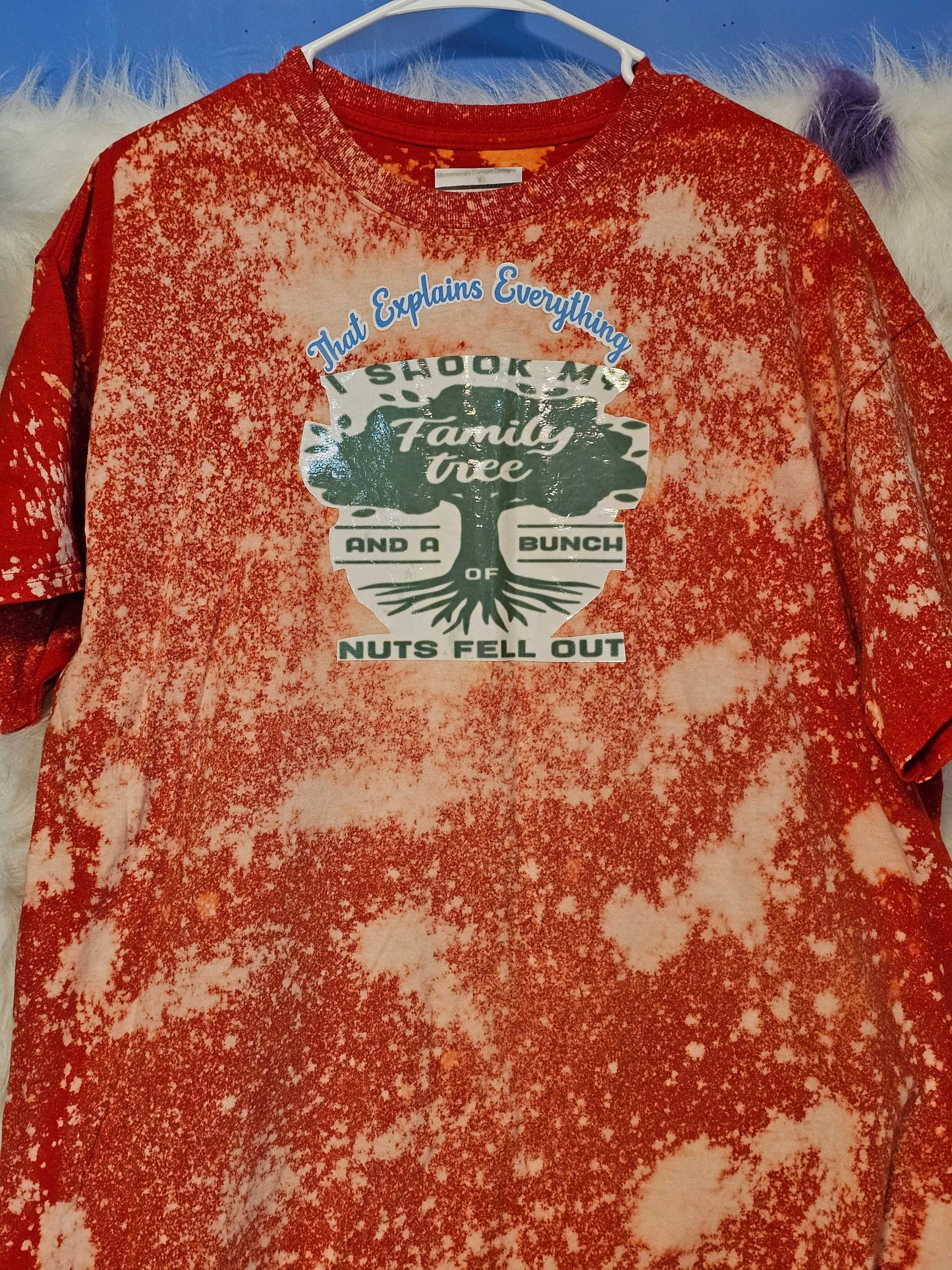 Size XL 100% cotton bleach dye family tree Tshirt