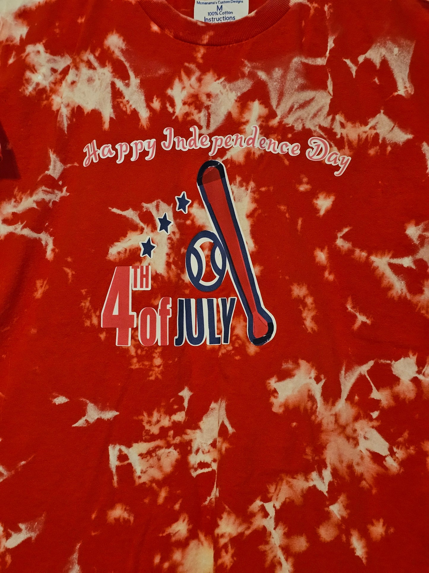 Size M 100% cotton bleach dye Happy independence day TShirts