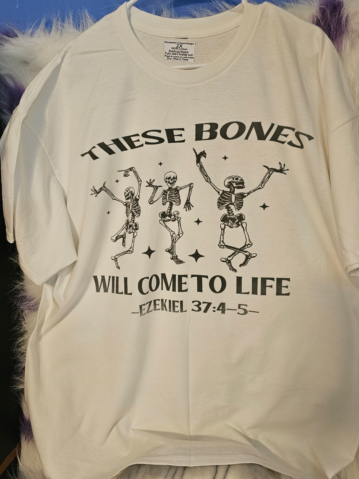 Size 2X 100% cotton Personalized these bones Tshirt