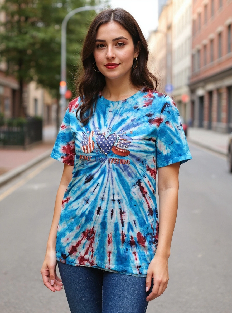 Size L 100% cotton tye dye Peace,Love and freedom Tshirt