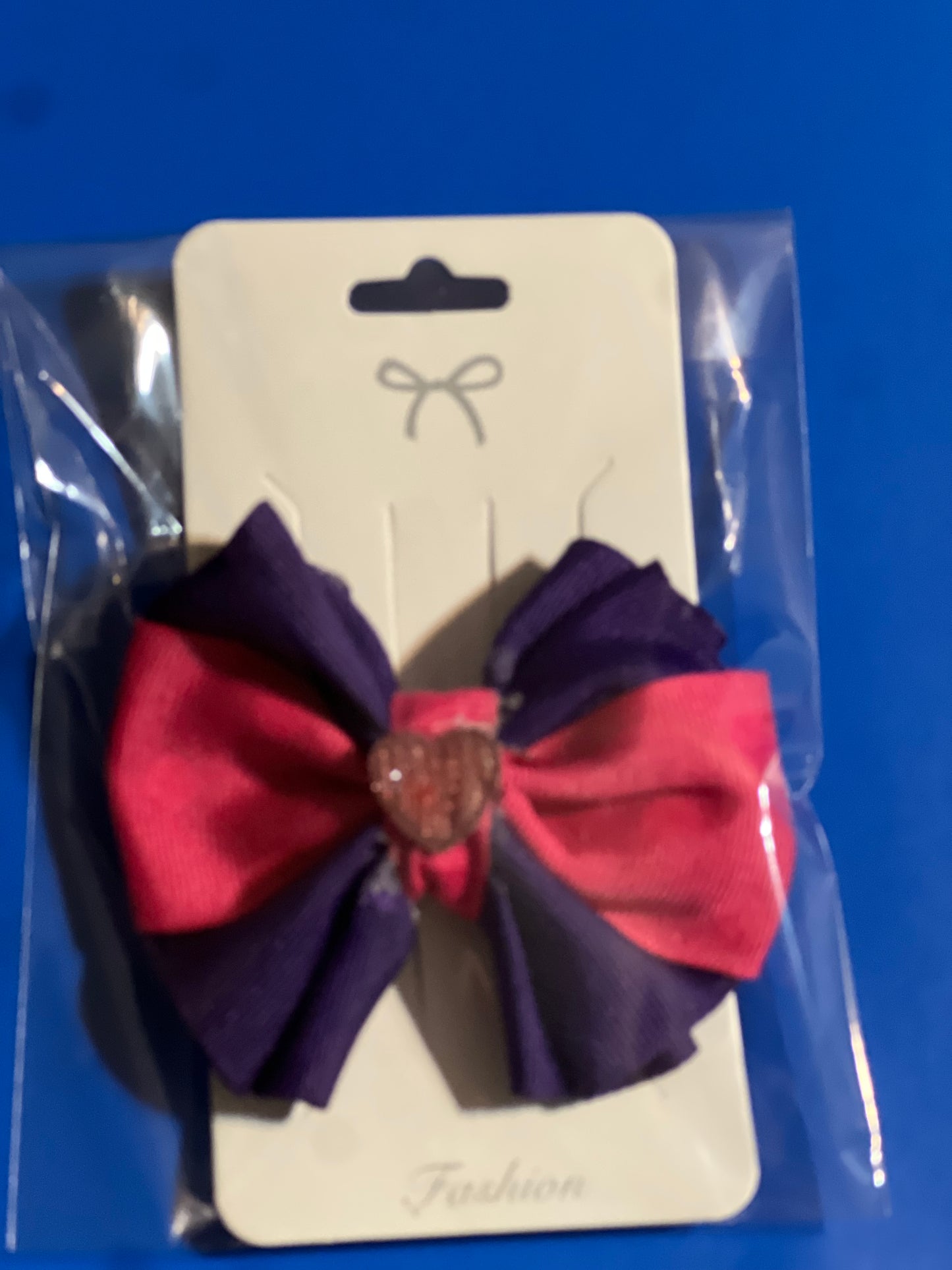 Red and black with pink heart hair bow