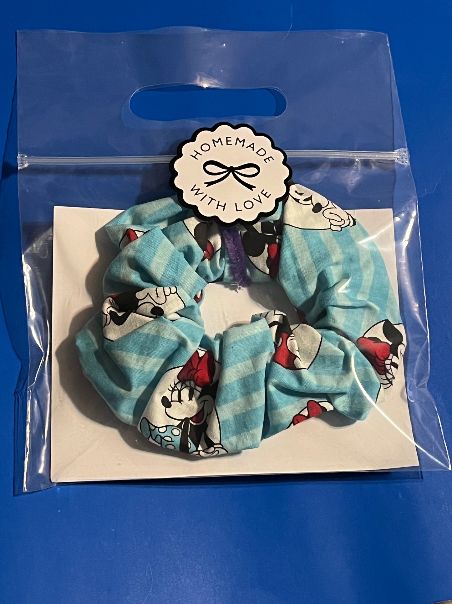 Blue and black Mickey Mouse scrunchie