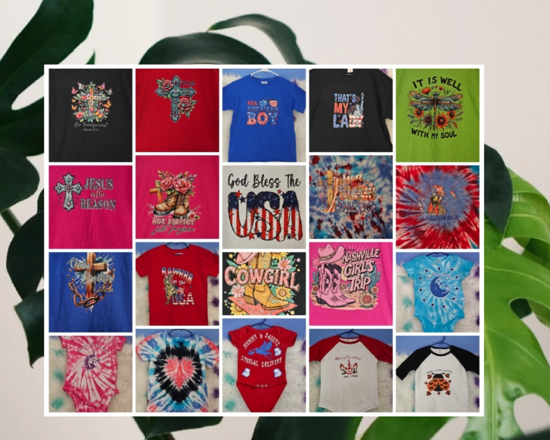 Adult Tshirts, Youth Tshirts &Onesie
