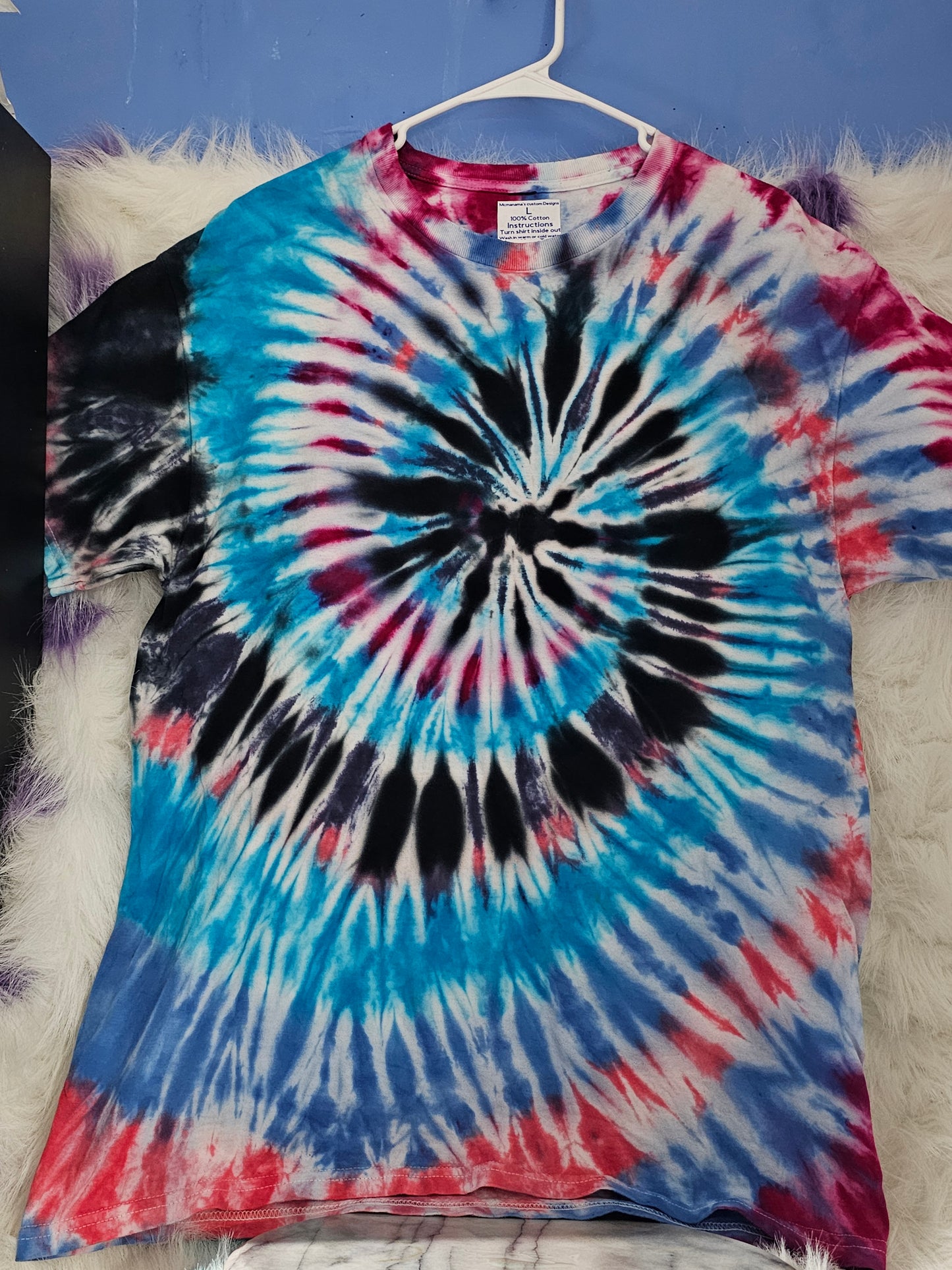 Size L 100% cotton Red, black & blue tye dye Tshirt