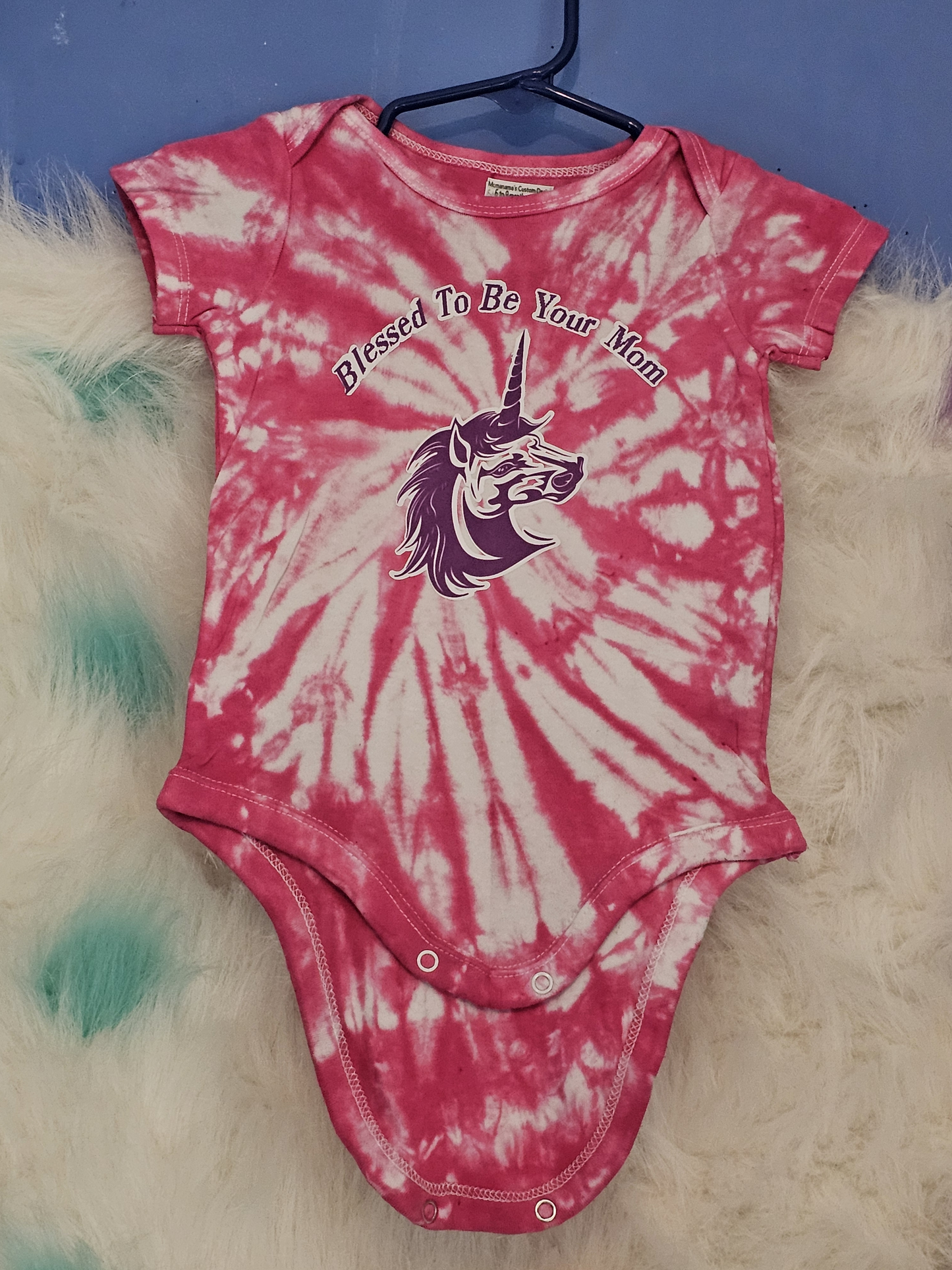 Size 6to9 months 100% cotton Pink & white tye dye Bless to be your mom Tshirt