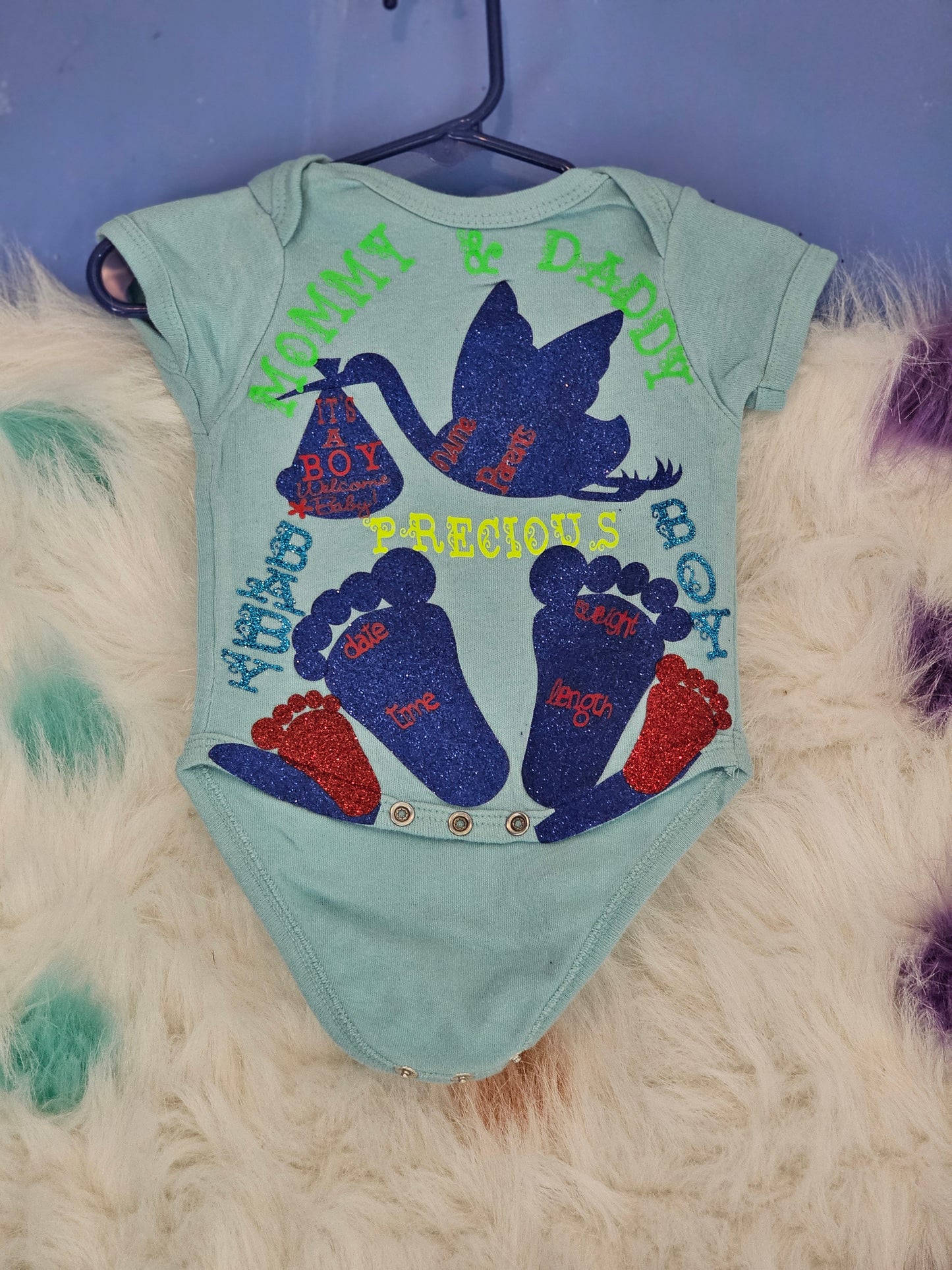 Size 0-3 months 100% cotton Blue Mommy &Daddy's little boy onesie