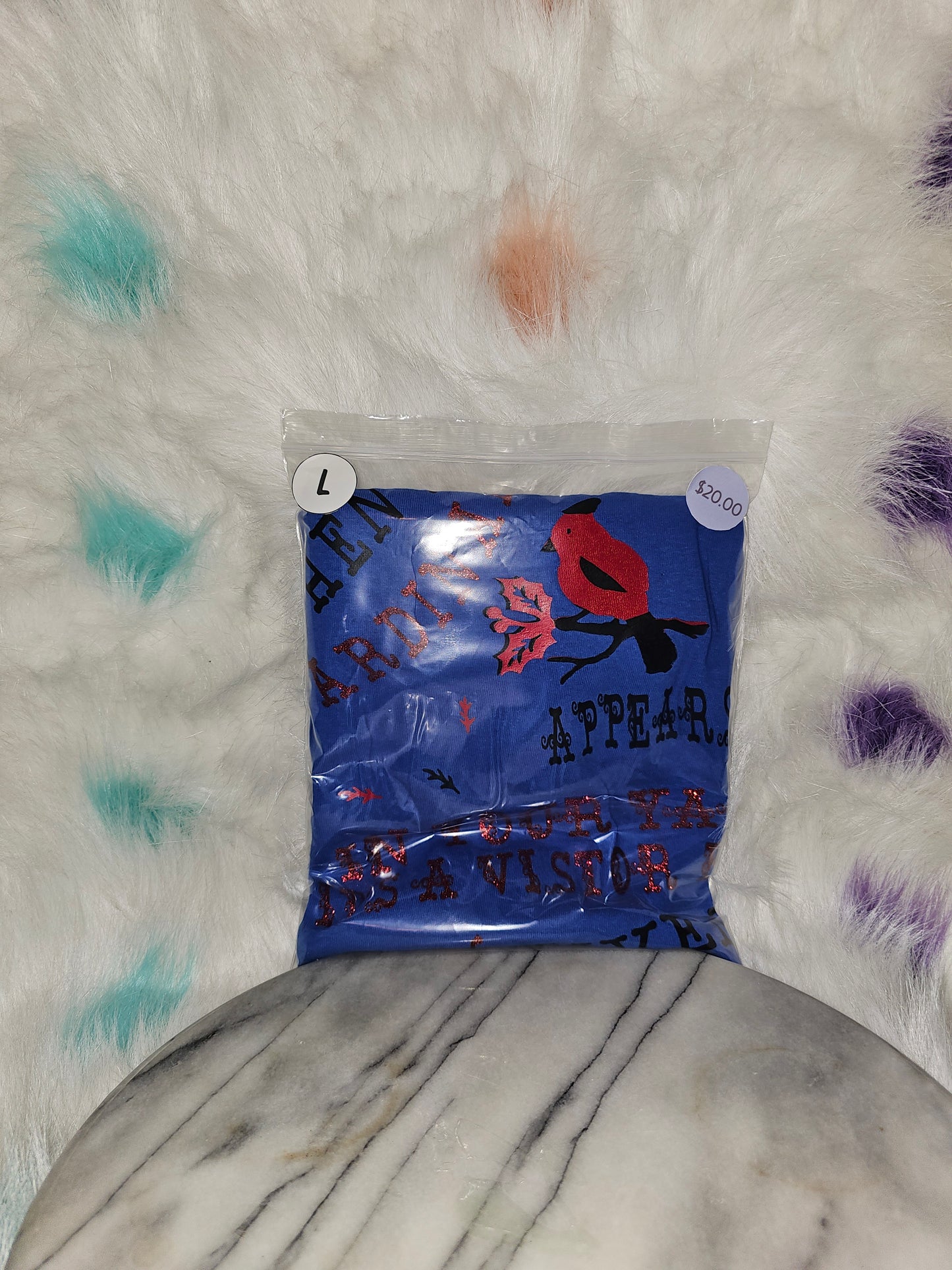 Size L 100% cotton blue When a cardinal appears in your yard Tshirt