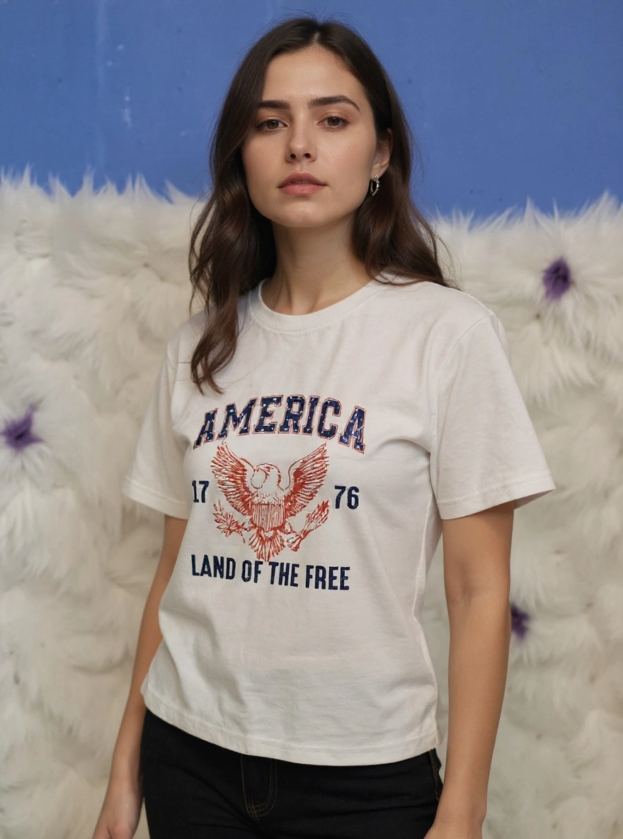 Size L youth 100% cotton White America land of the free Tshirt