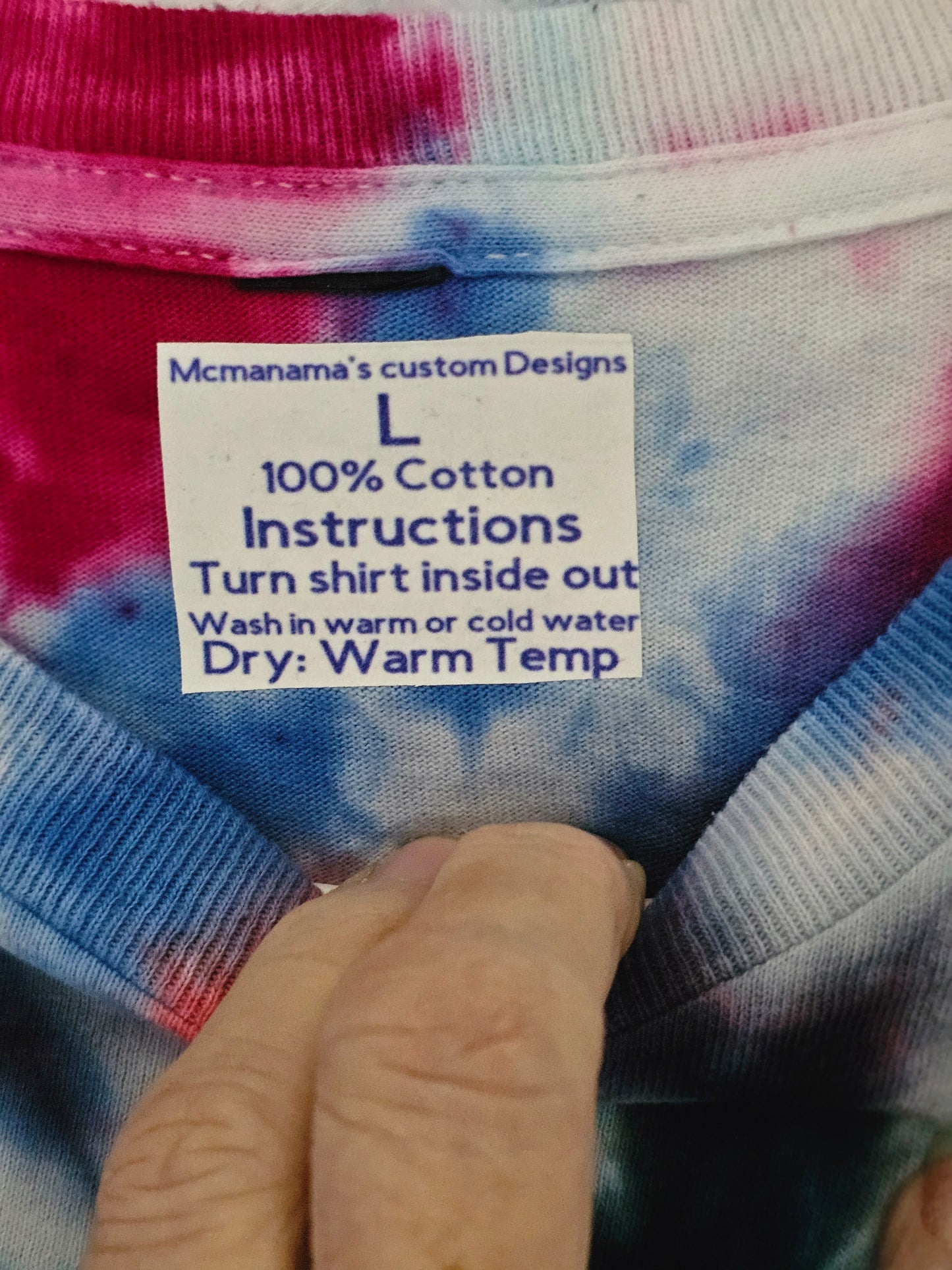 Size L 100% cotton Red, black & blue tye dye Tshirt
