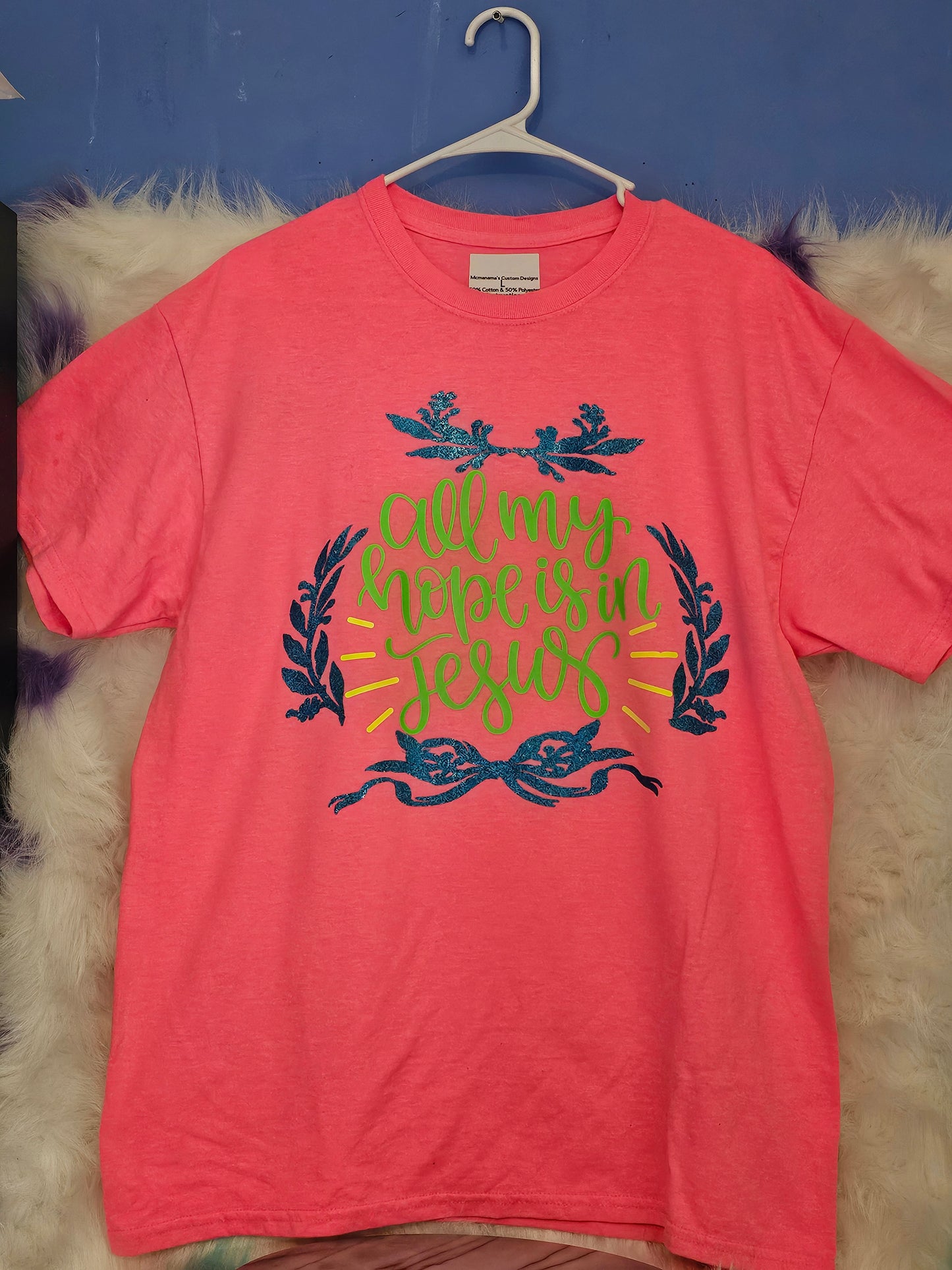 Size L 100%cotton Pink All my hope in Jesus Tshirt