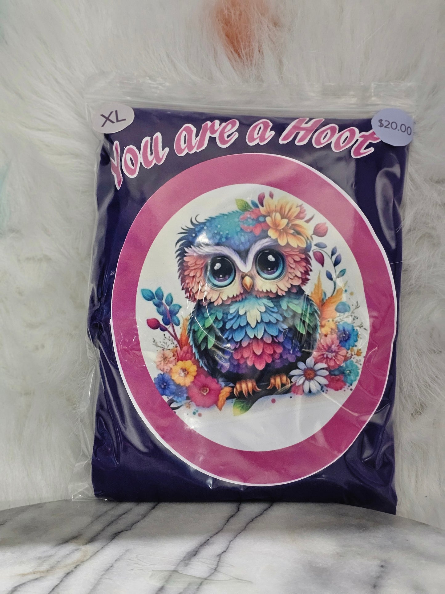 Size XL 100% cotton Purple You are a hoot Tshirt
