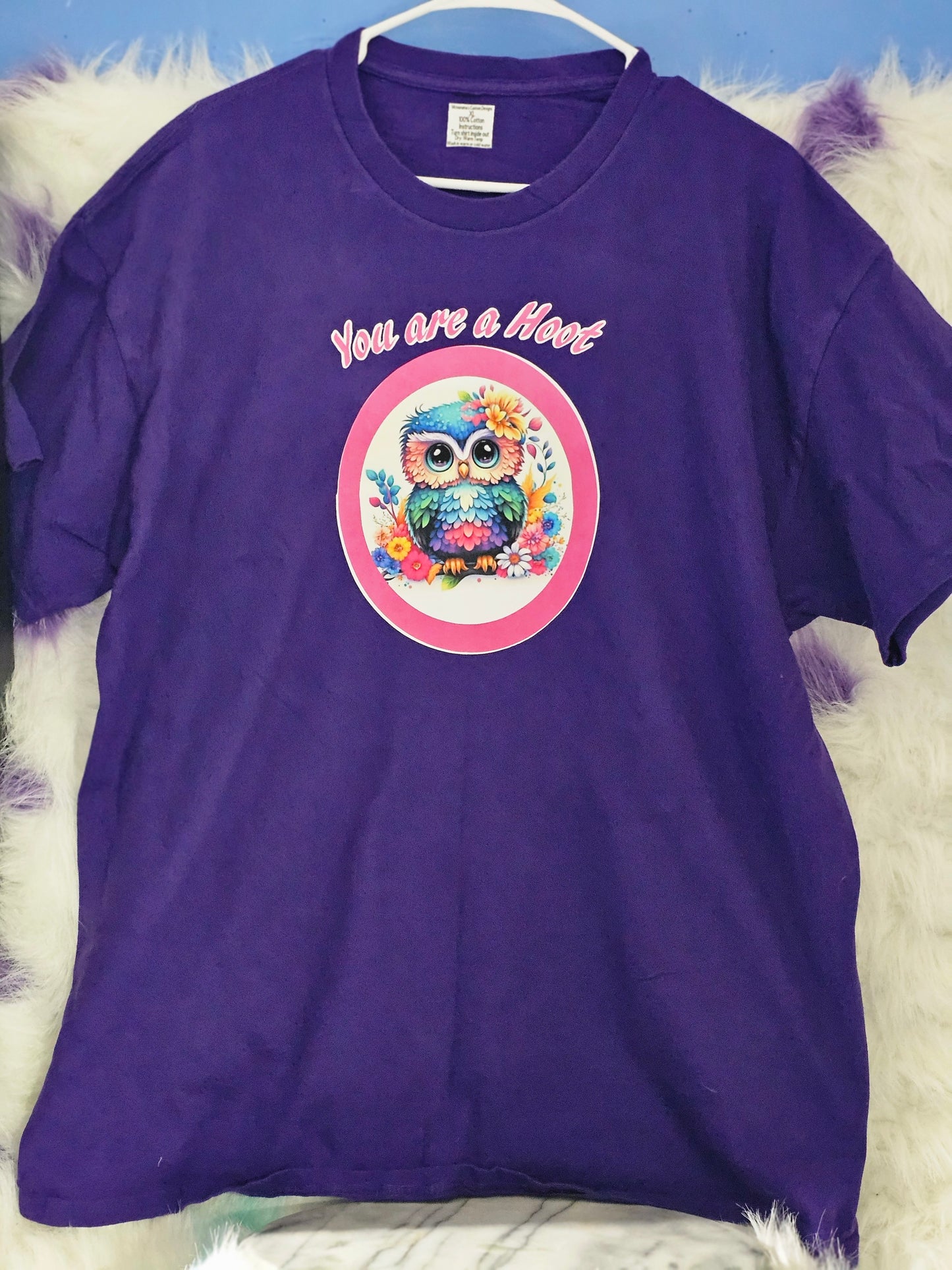 Size XL 100% cotton Purple You are a hoot Tshirt