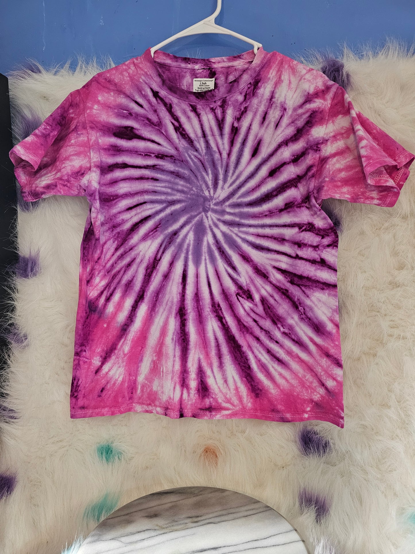 Size L youth pink and purple sparrow tie dye Tshirt