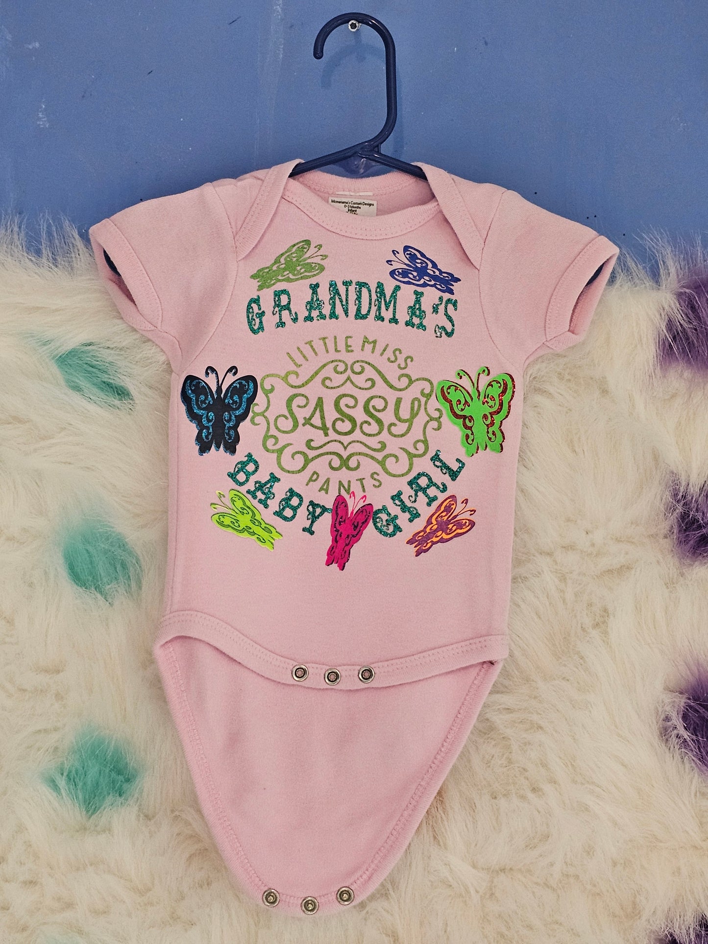 Size 0-3 months 100% cotton Pink Grandma's Little Sassy pants onesie