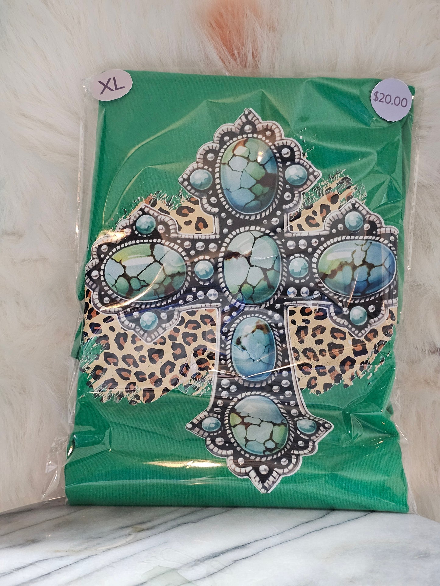 Size XL 100% cotton Green cross Tshirt