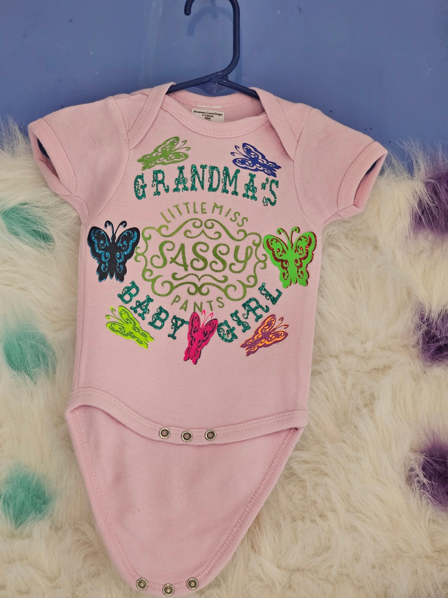 Size 0-3 months 100% cotton Pink Grandma's Little Sassy pants onesie