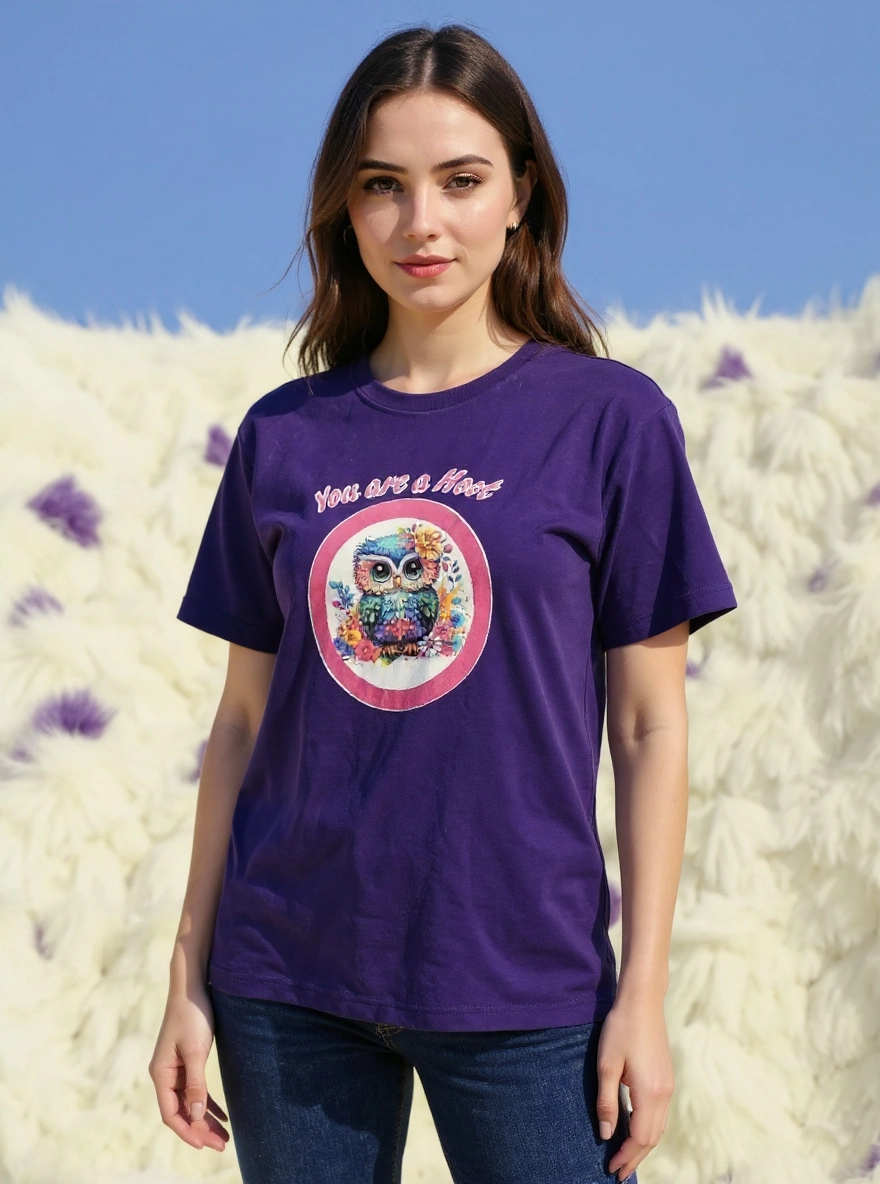 Size XL 100% cotton Purple You are a hoot Tshirt