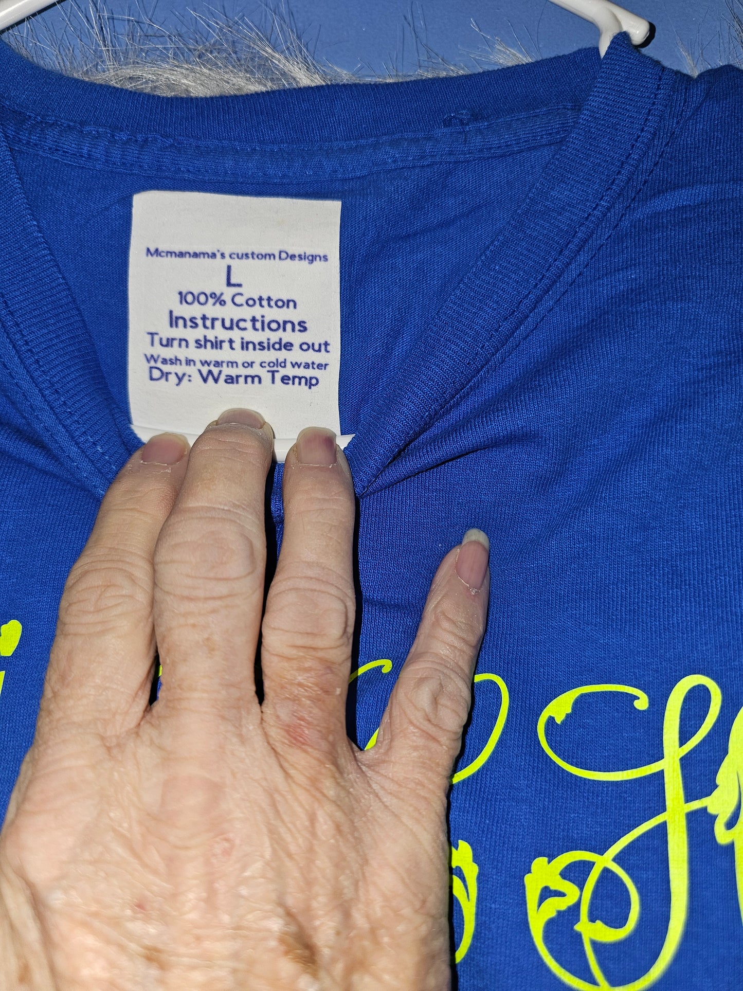 Size L 100% cotton blue Bitch better have my coffee Tshirt
