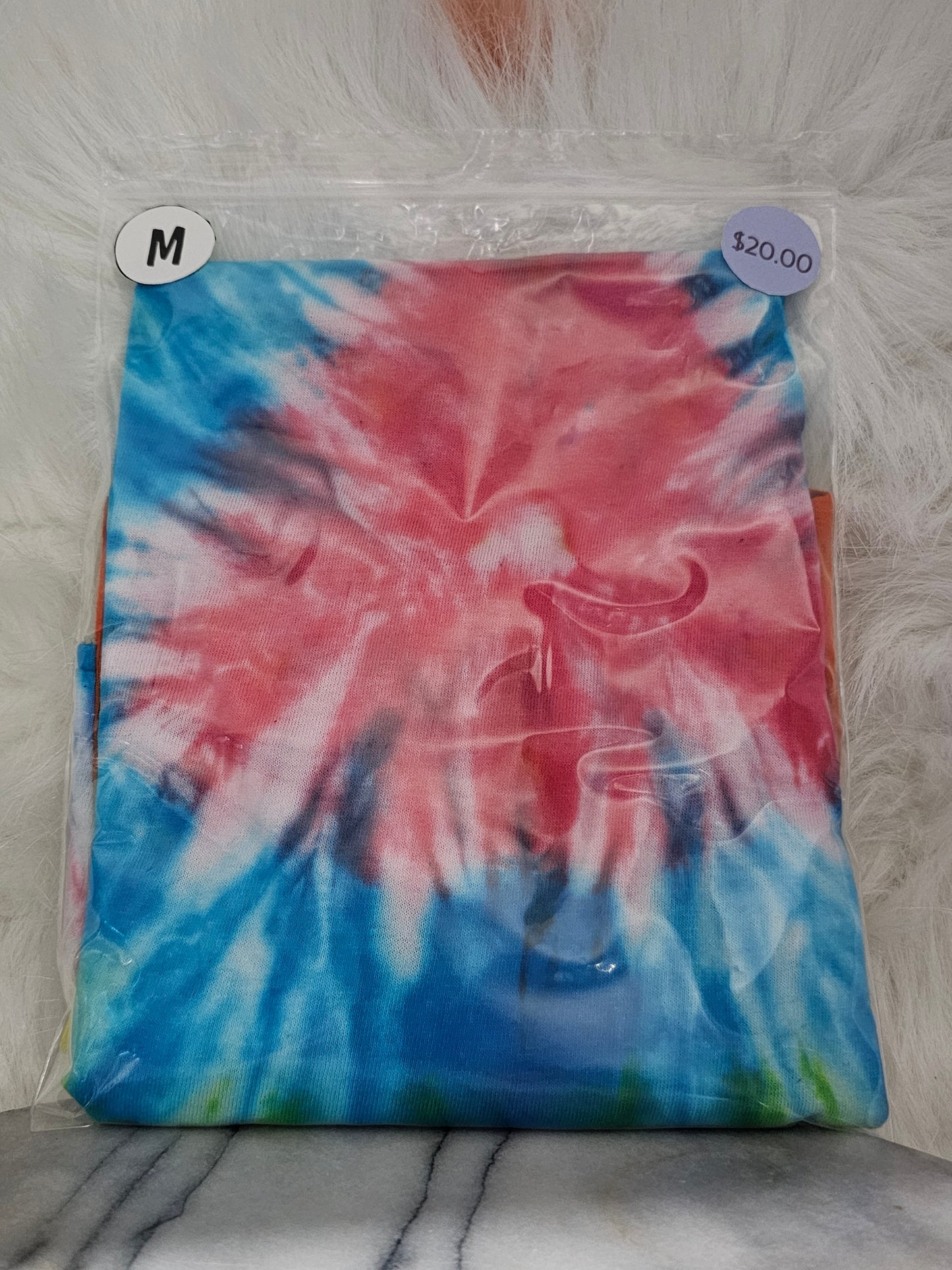 Size M 100% cotton Orange, blue,green & red tye dye Tshirt