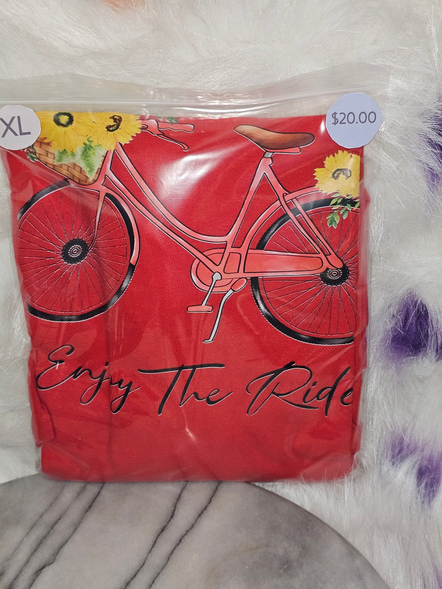 Size XL 100%cotton Red Enjoy the ride Tshirt