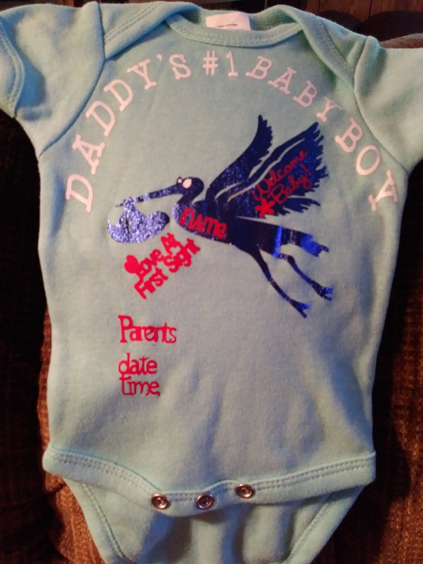 Size 0-3 months 100% cotton Blue Daddy's #1 baby boy onesies