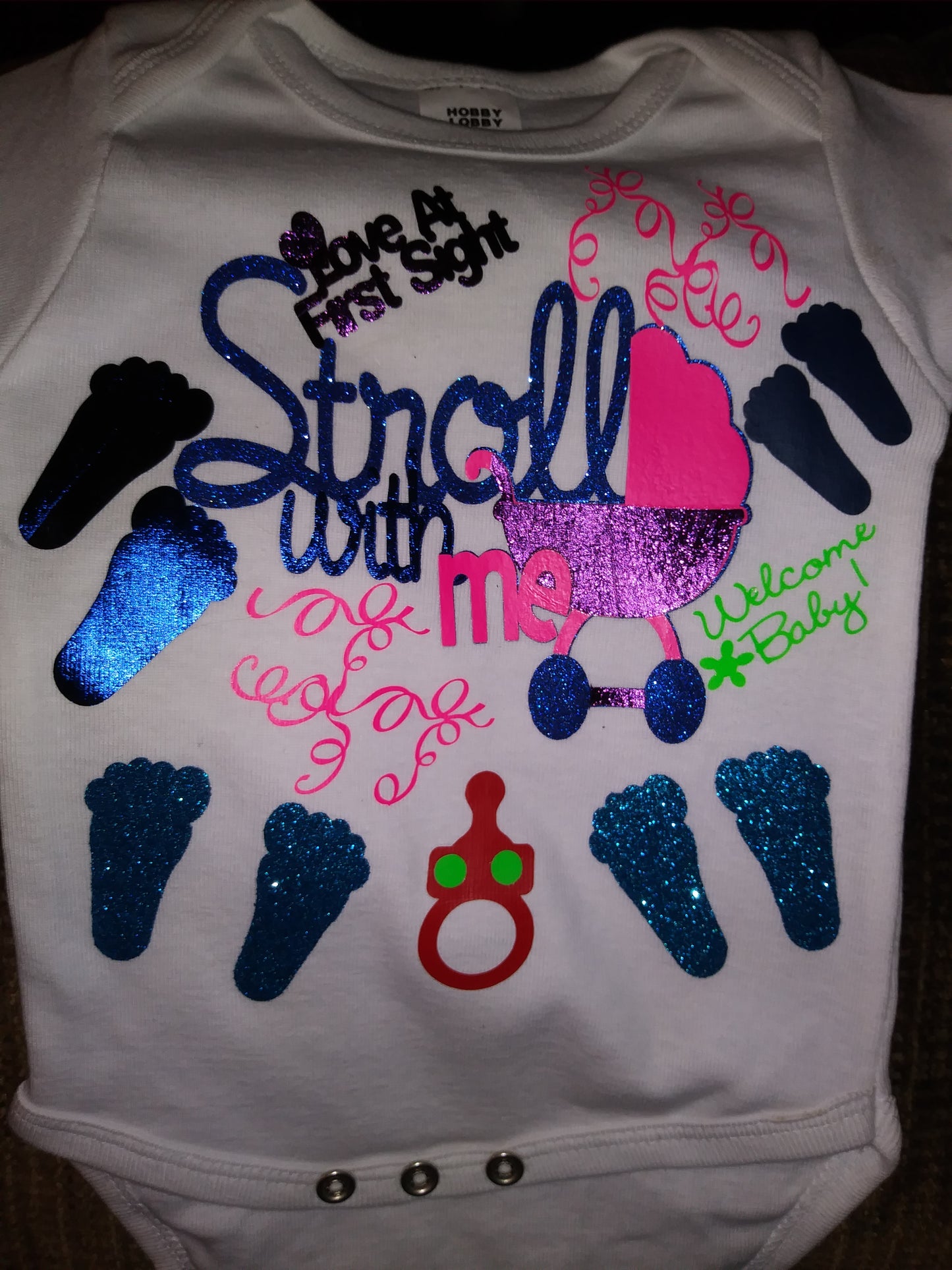 Stroll with me baby girl Oneies.