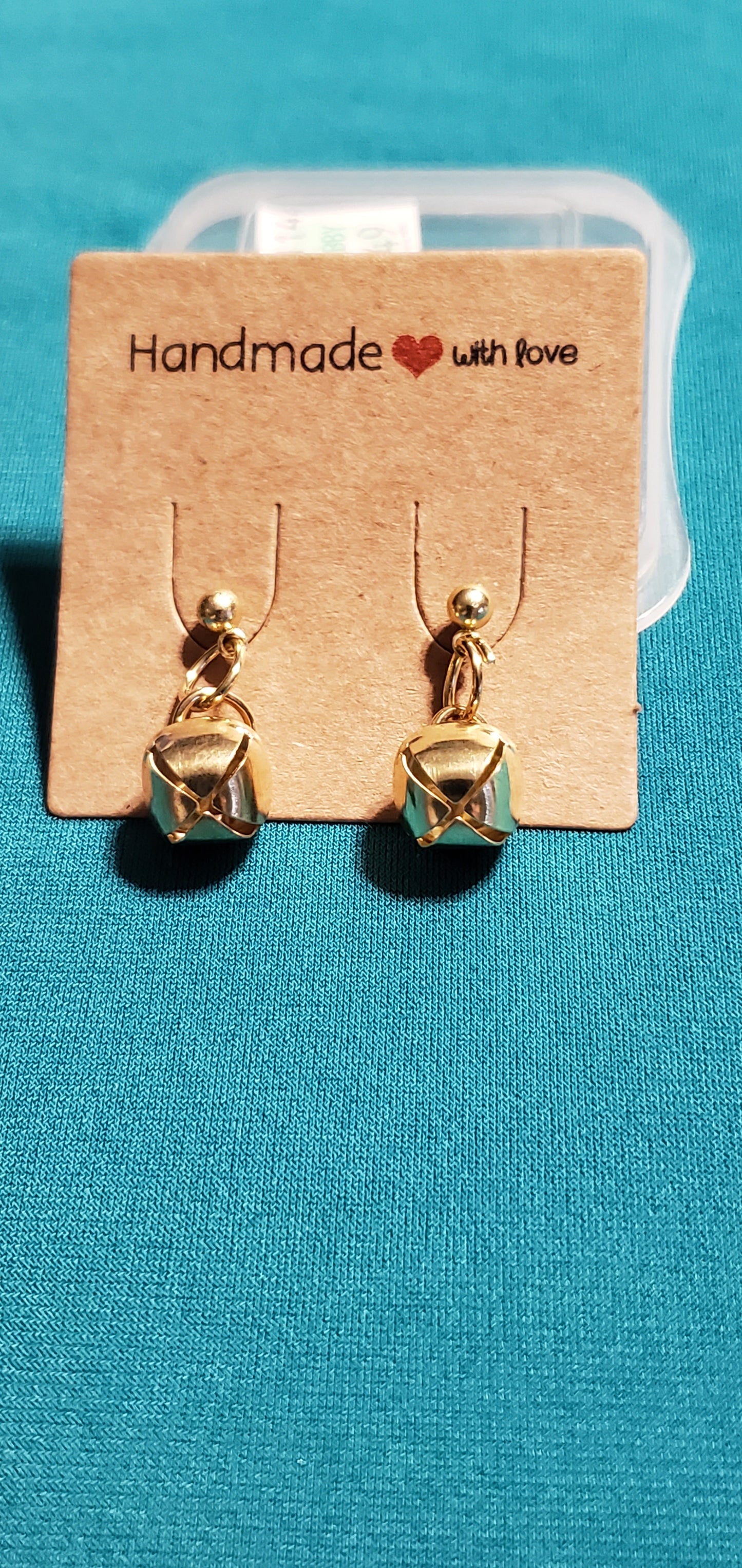 Christmas bells on gold plated post earrings