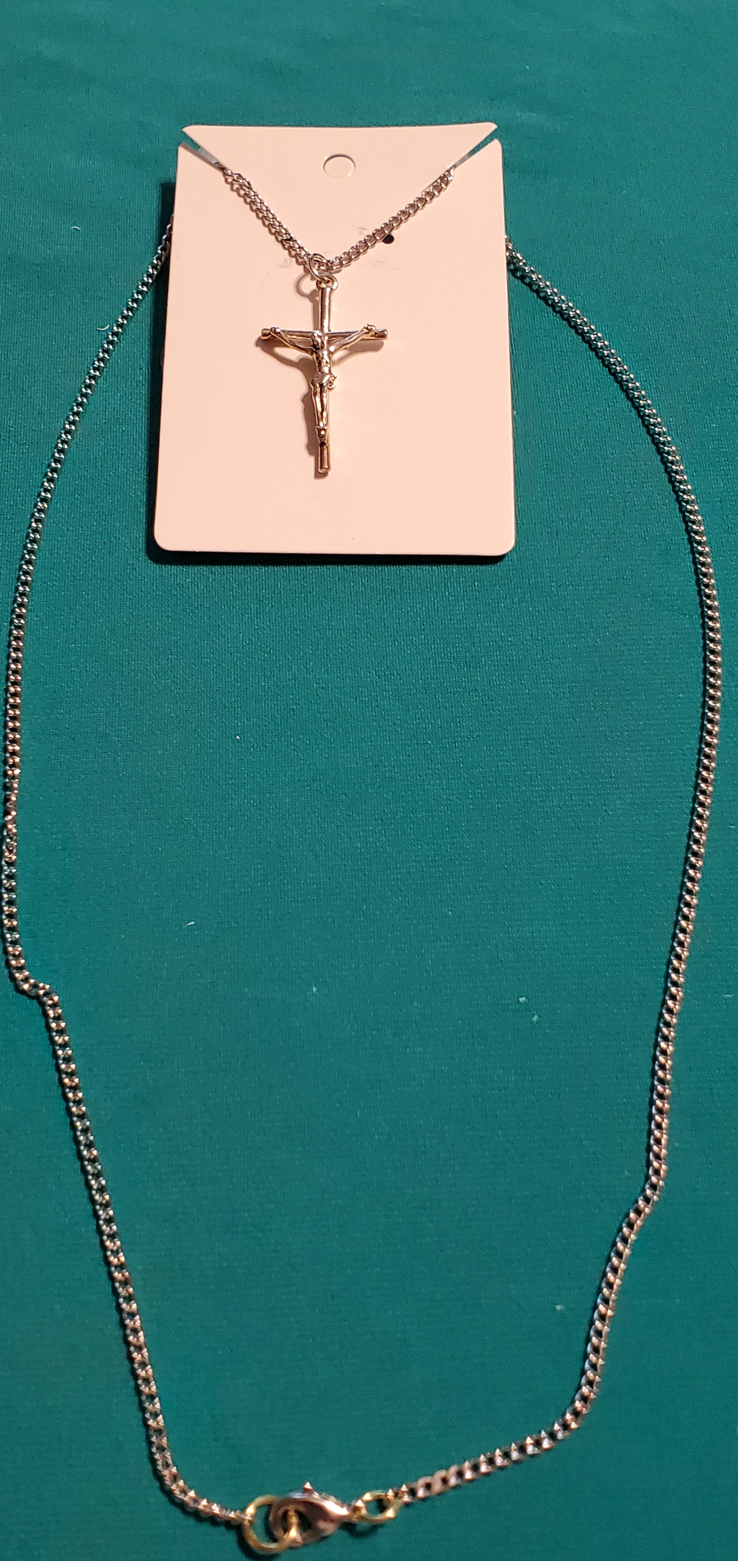 Stainless steel silver plated cross with jesus and angel wings earrings