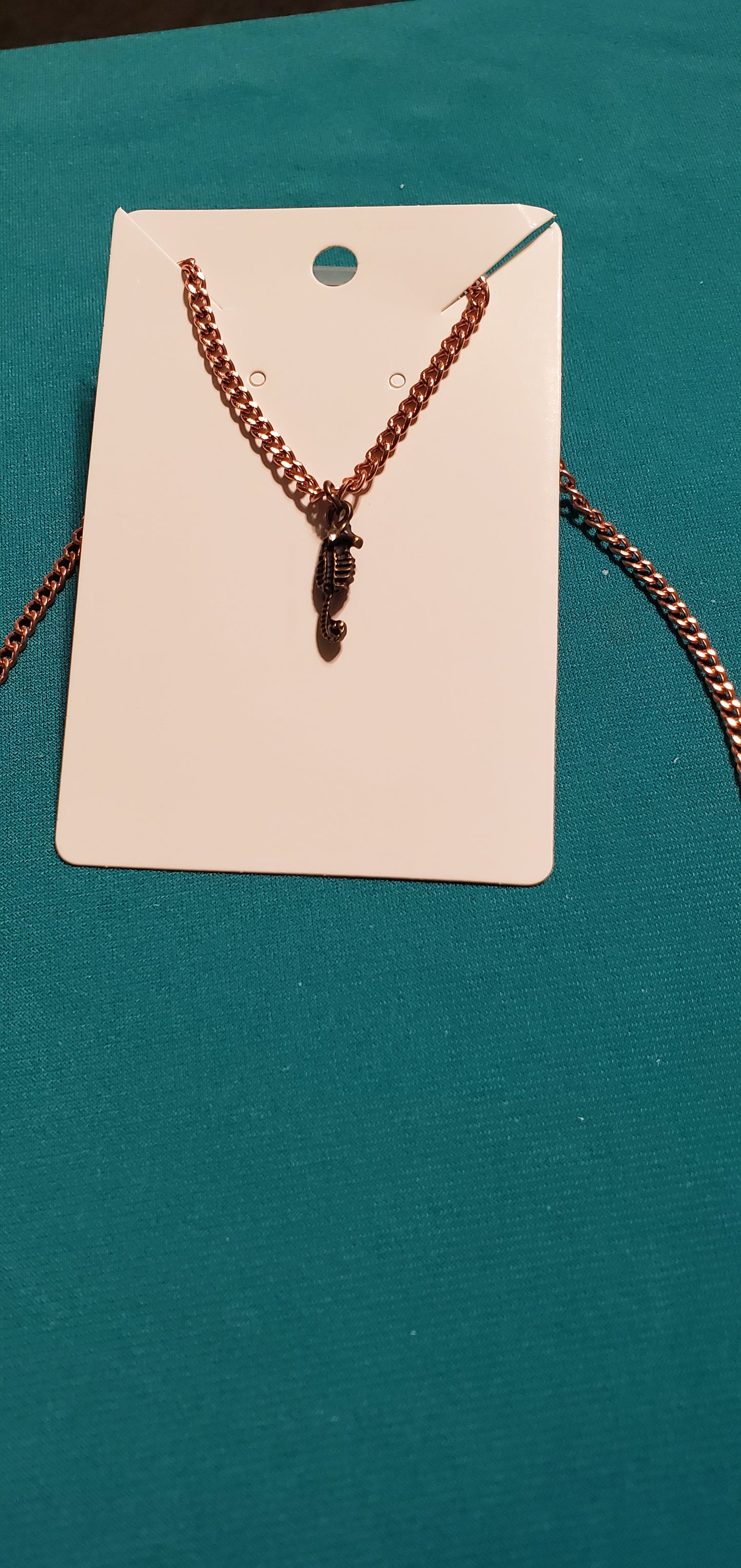 Bronze plated sea horse necklace and earrings