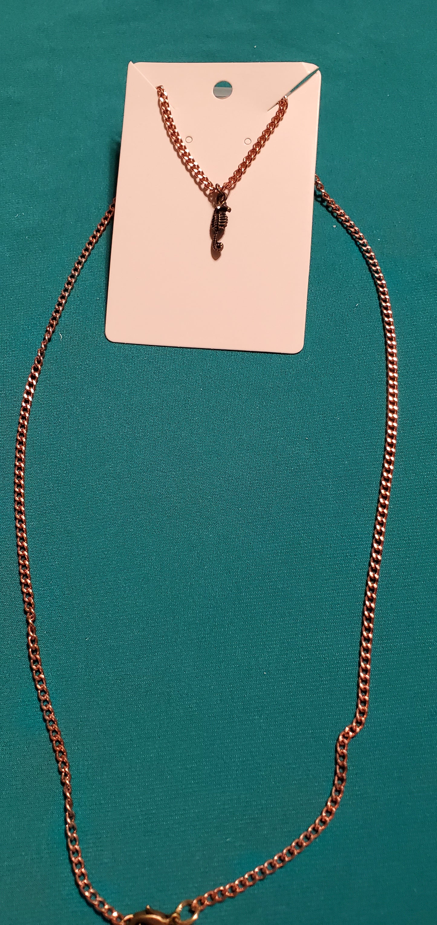 Bronze plated sea horse necklace and earrings