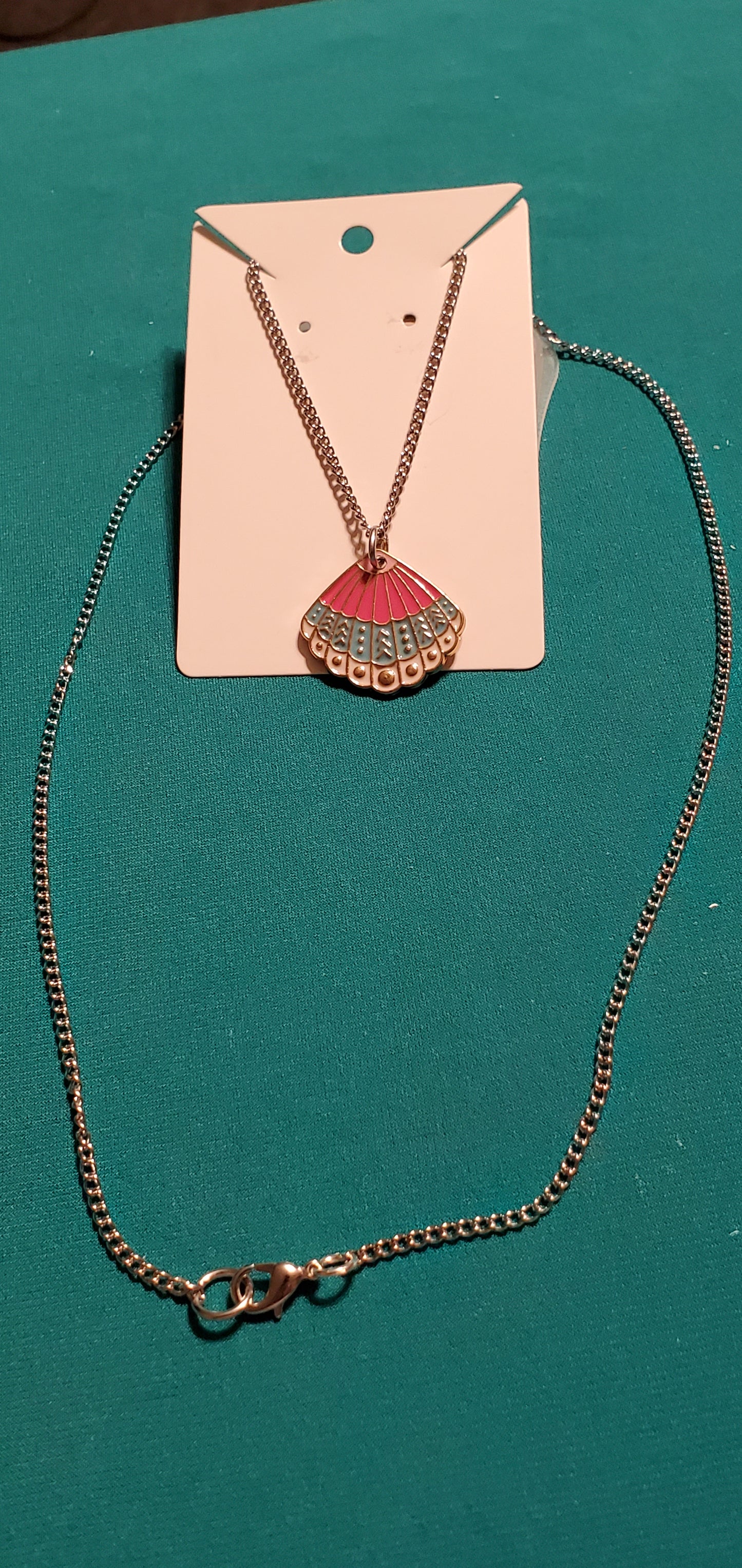 Pink and blue sea shell and mermaid tail earrings