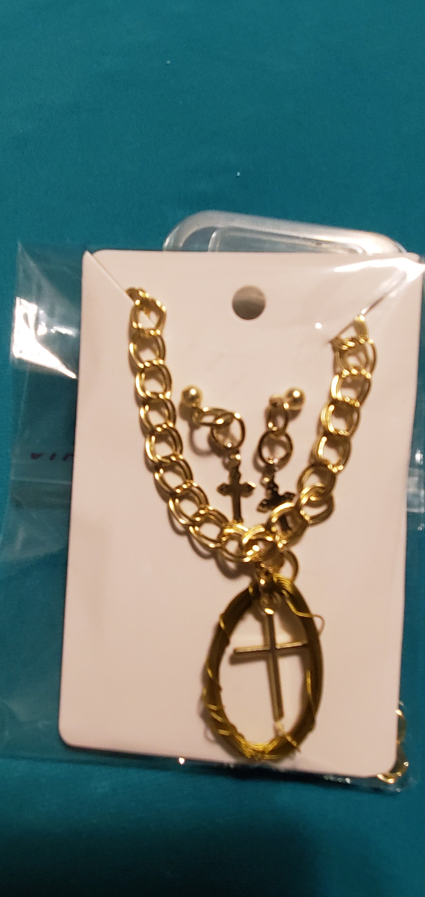 Gold plated cross earrings