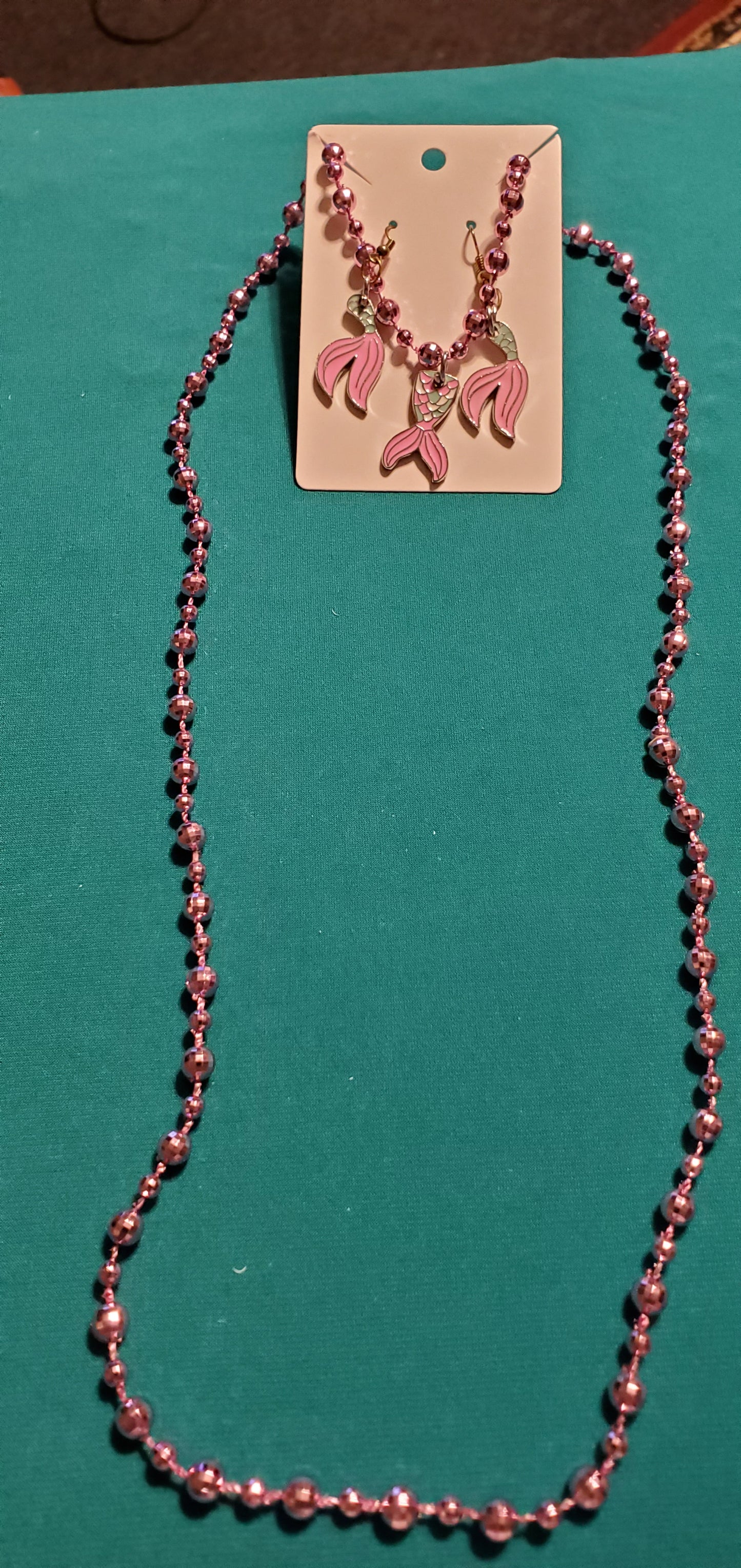 Pink Mermaid tail on bronze fish hook post