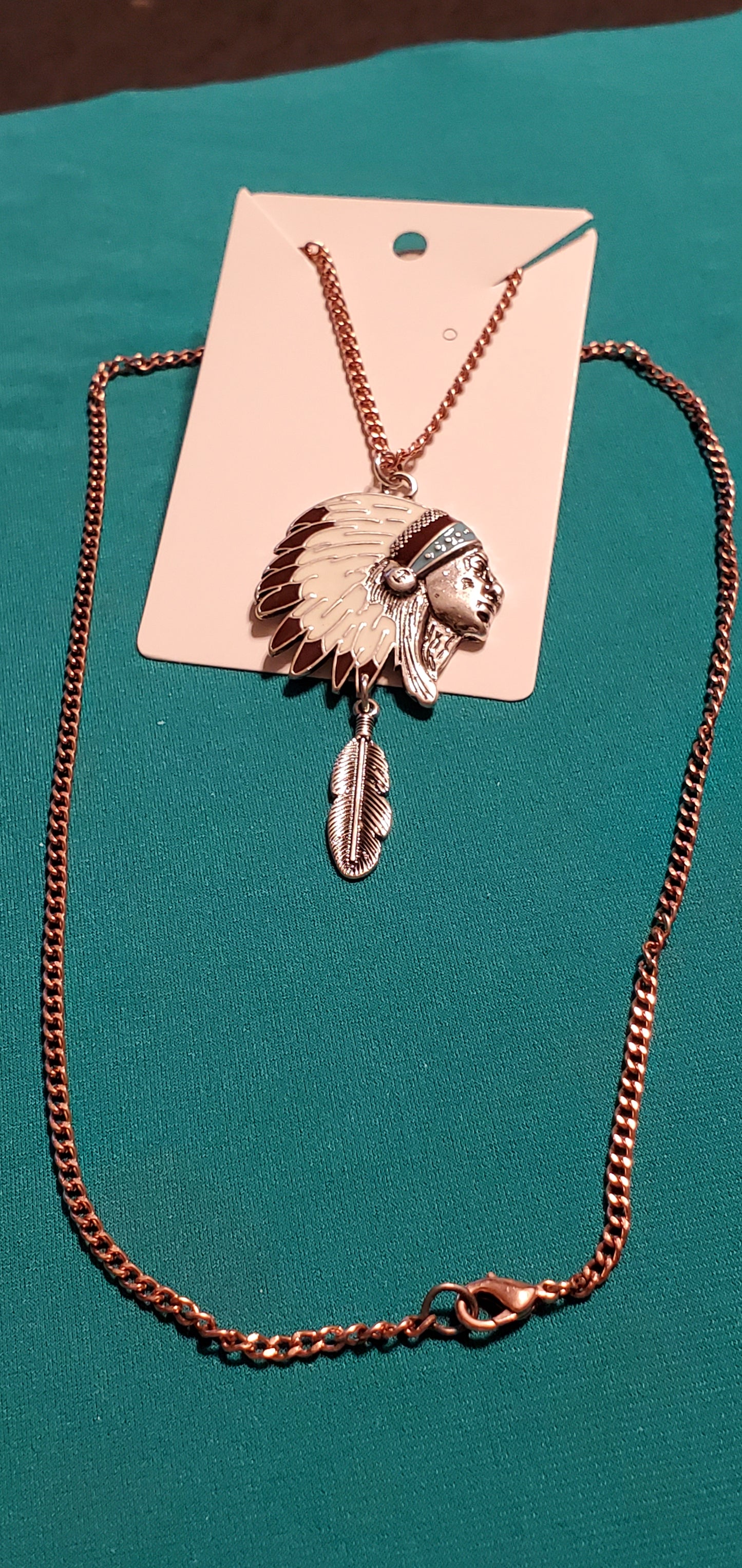 Indian head on bronze plated necklace