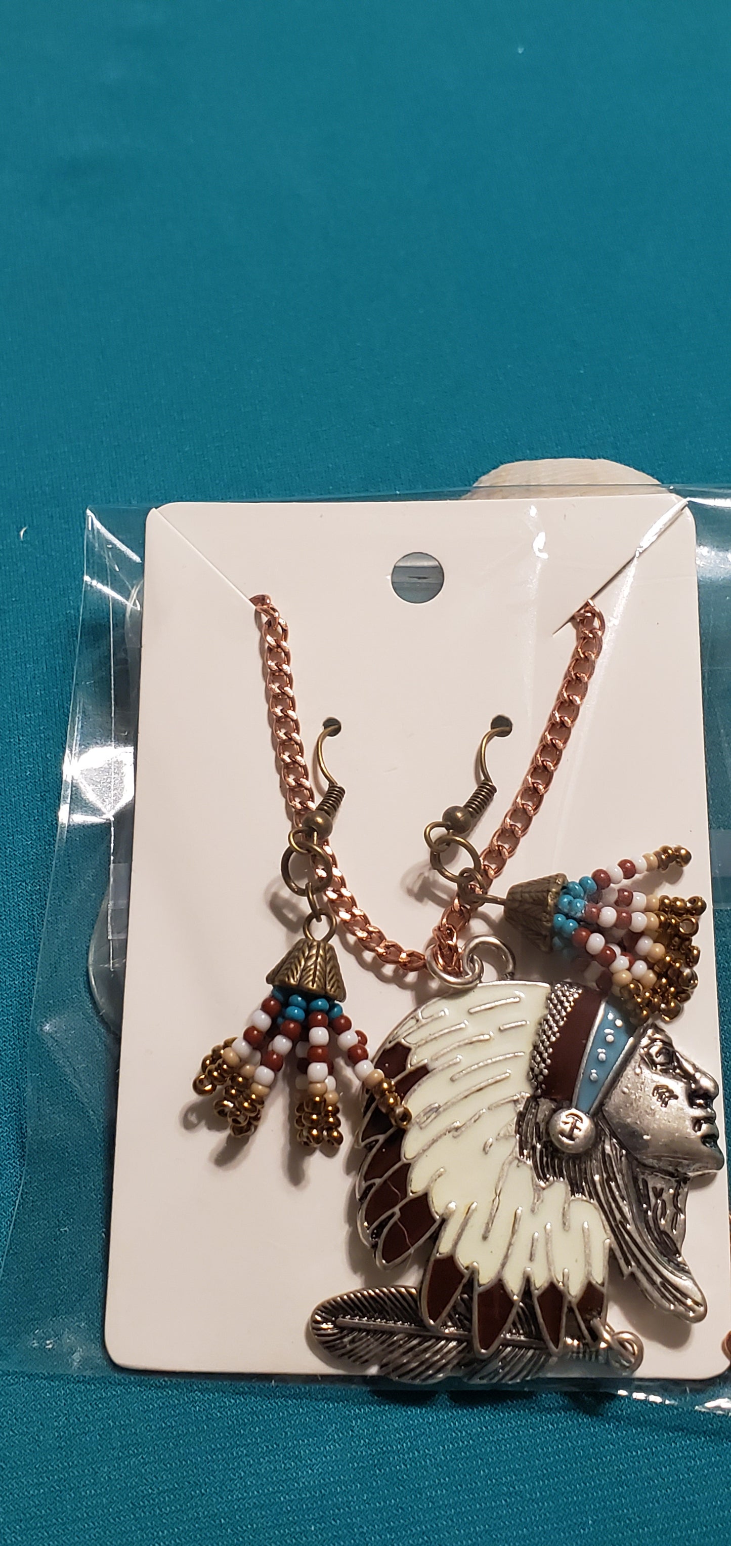 Indian head on bronze plated necklace