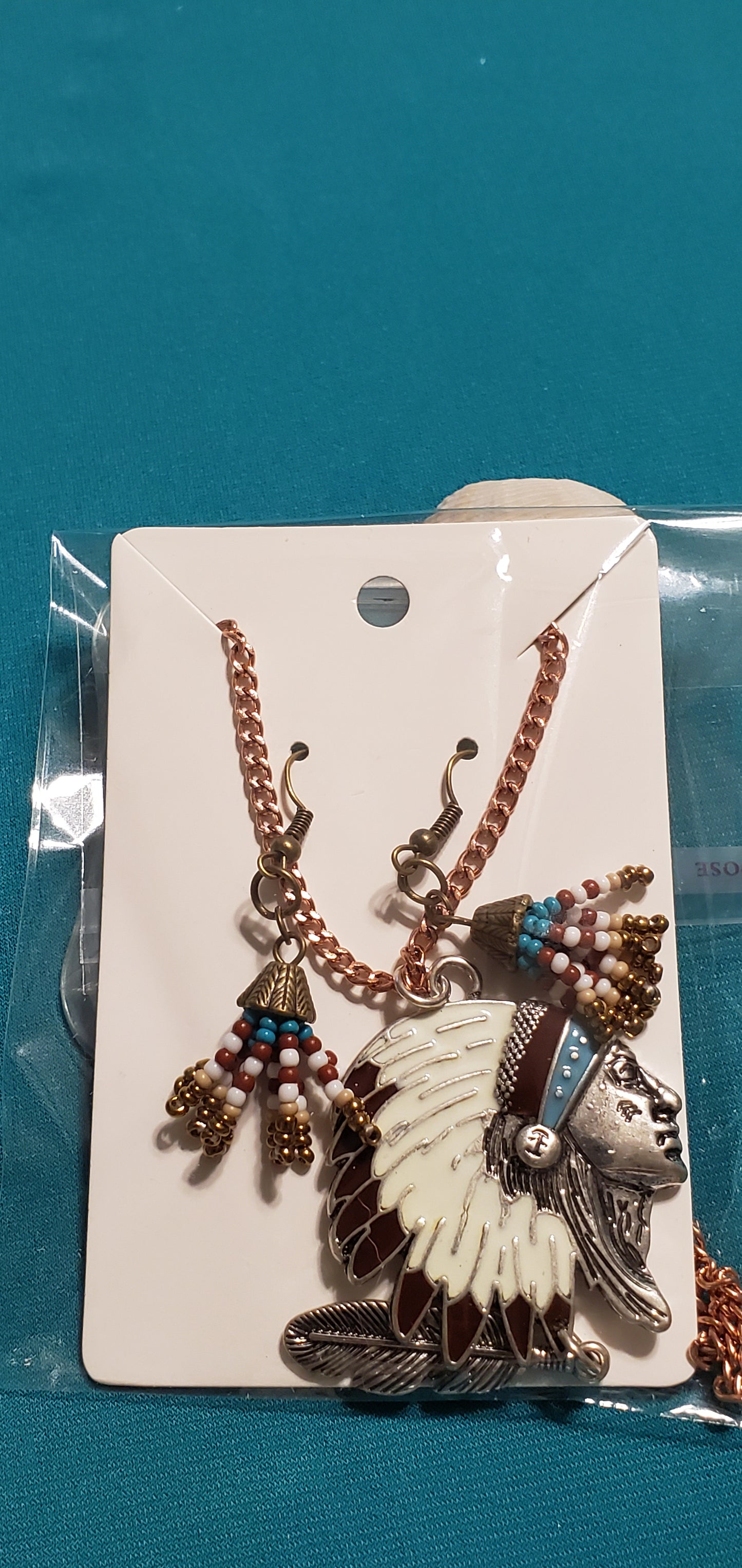 Indian head on bronze plated necklace