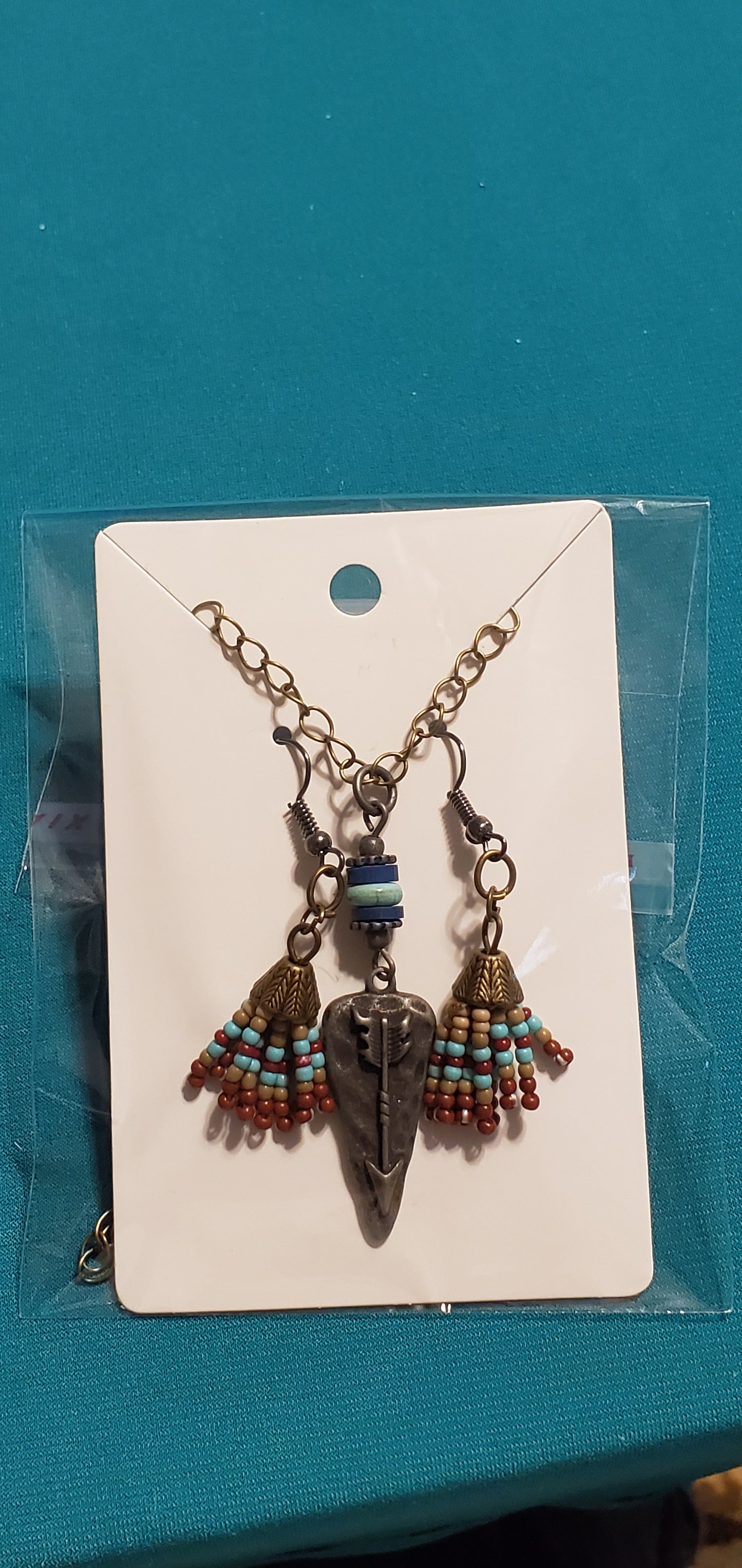 Bronze plated arrowhead necklace