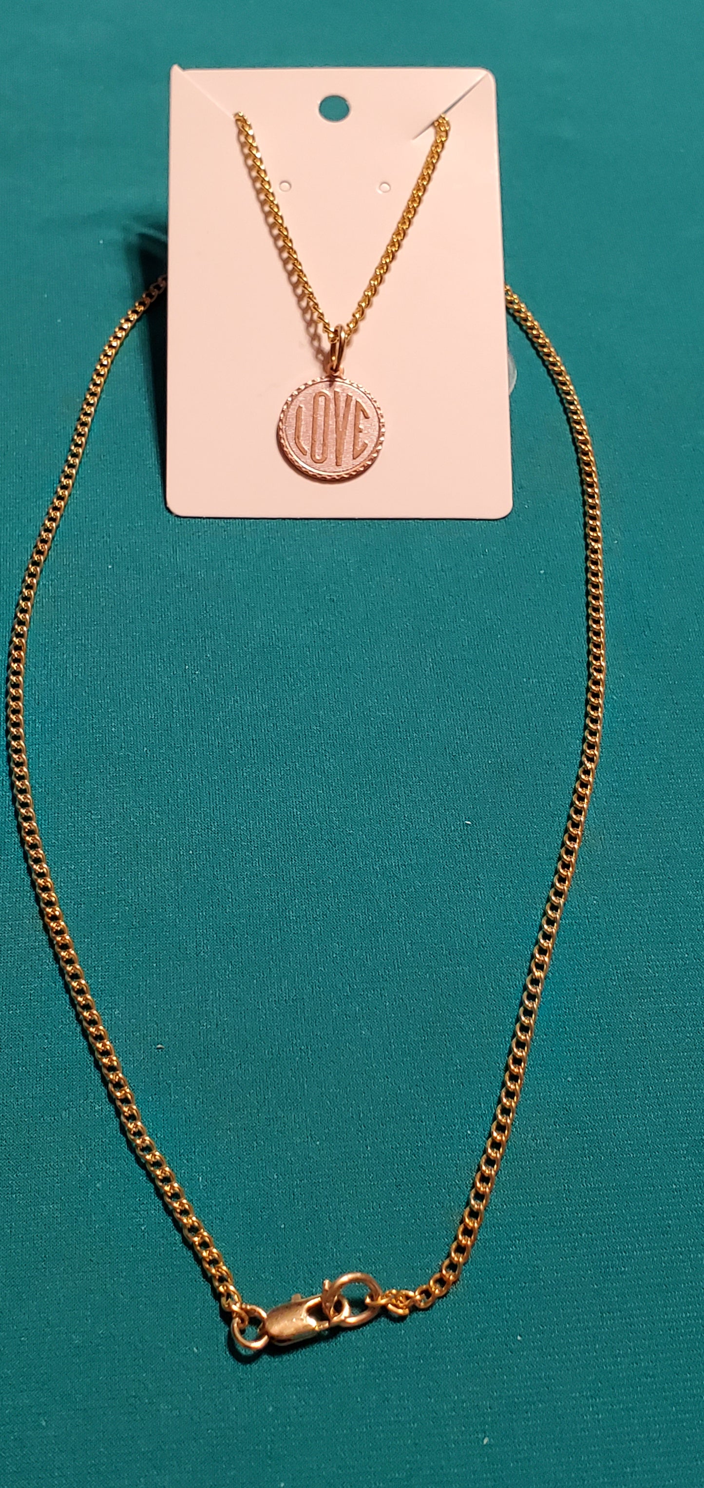 Gold plated love sign necklace & angel earrings