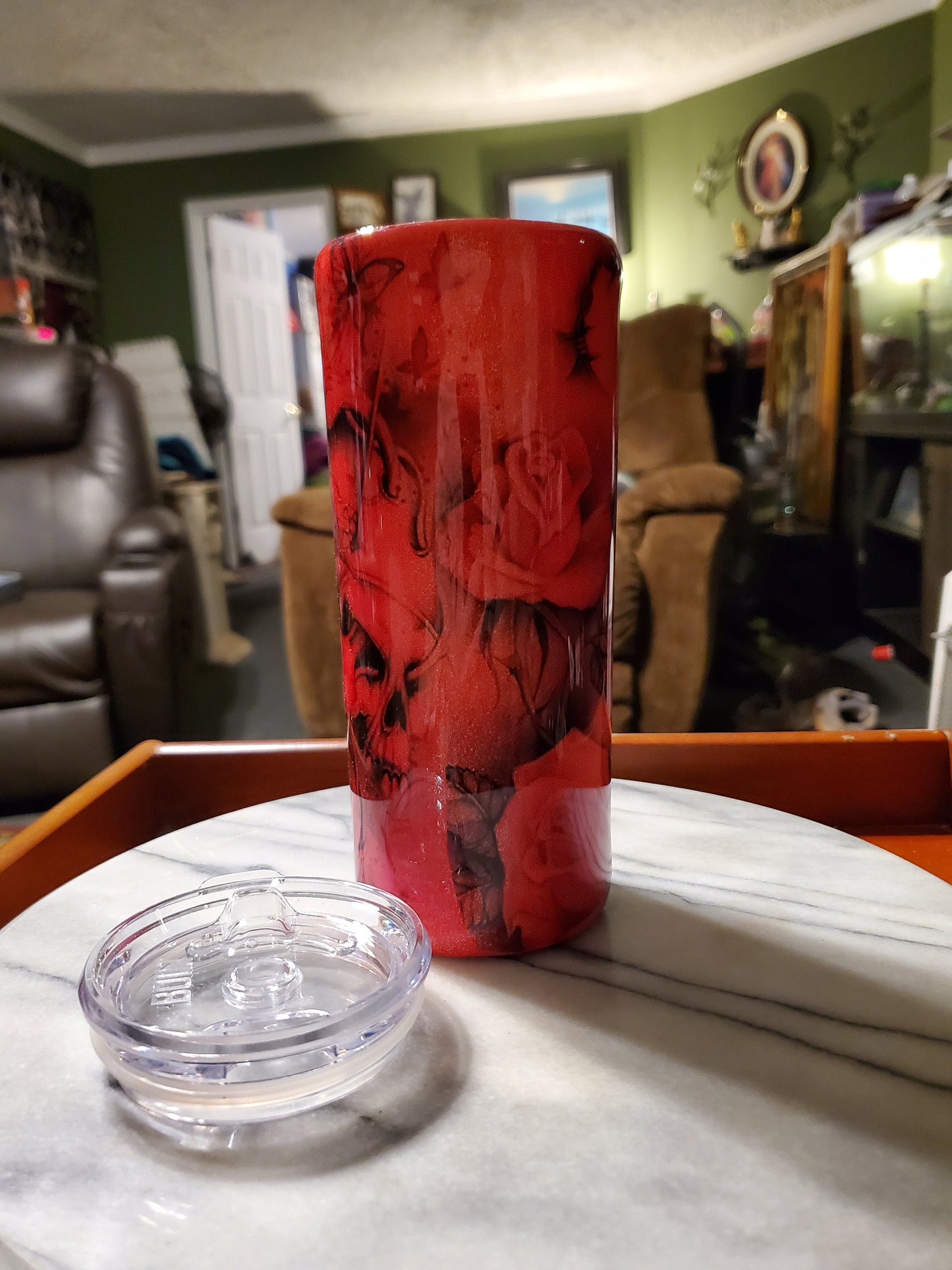 20 oz Roses on a cross Double walled insulated Stainless steel tumbler cup