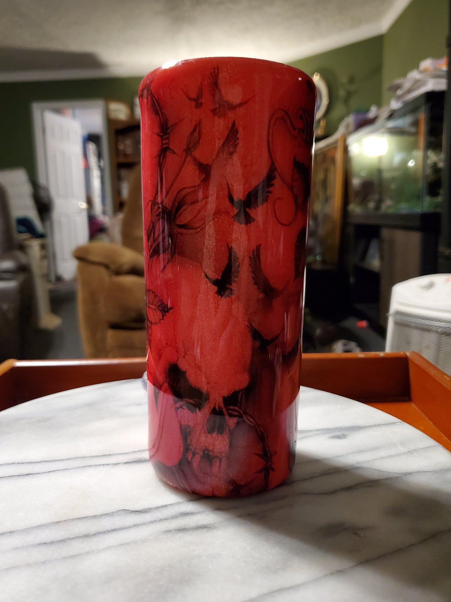 20 oz Roses on a cross Double walled insulated Stainless steel tumbler cup